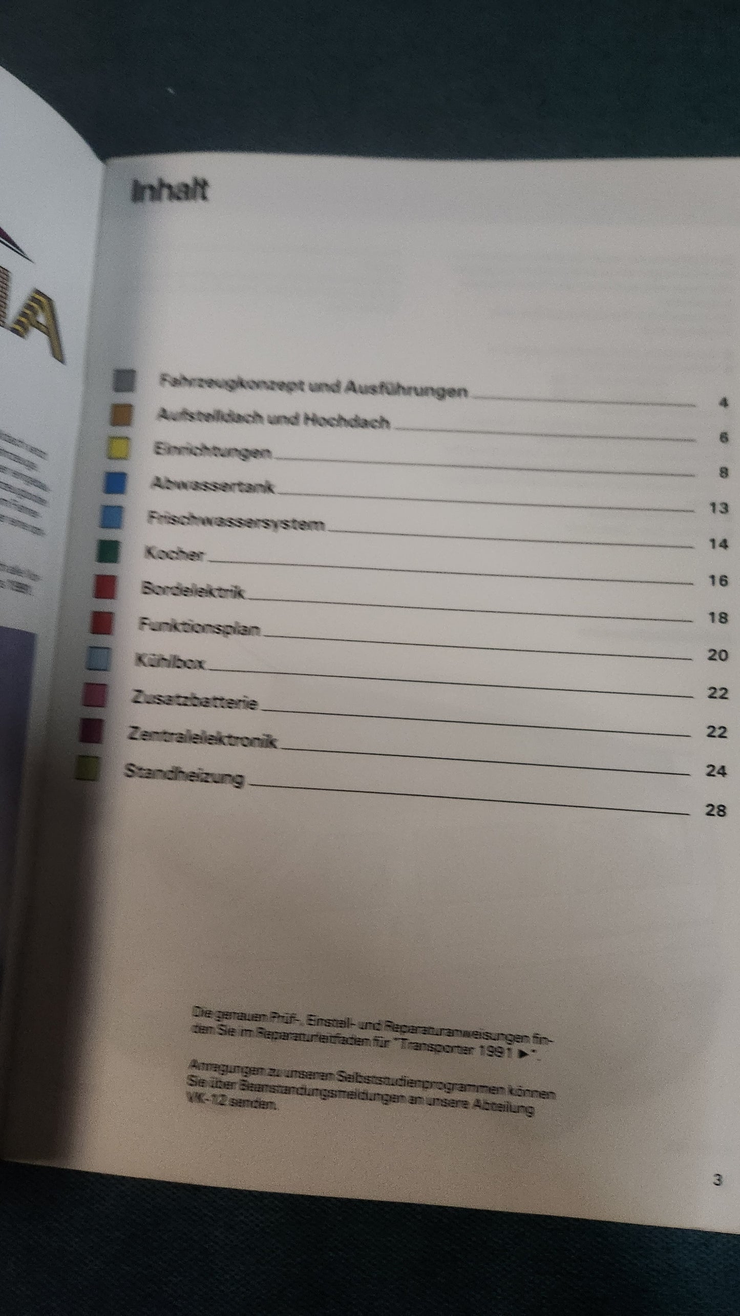 Volkswagen Wohnmobil California 1991 T4 Selbststudienprogramm Nr. 136 Reparaturleitfaden Werkstattbuch