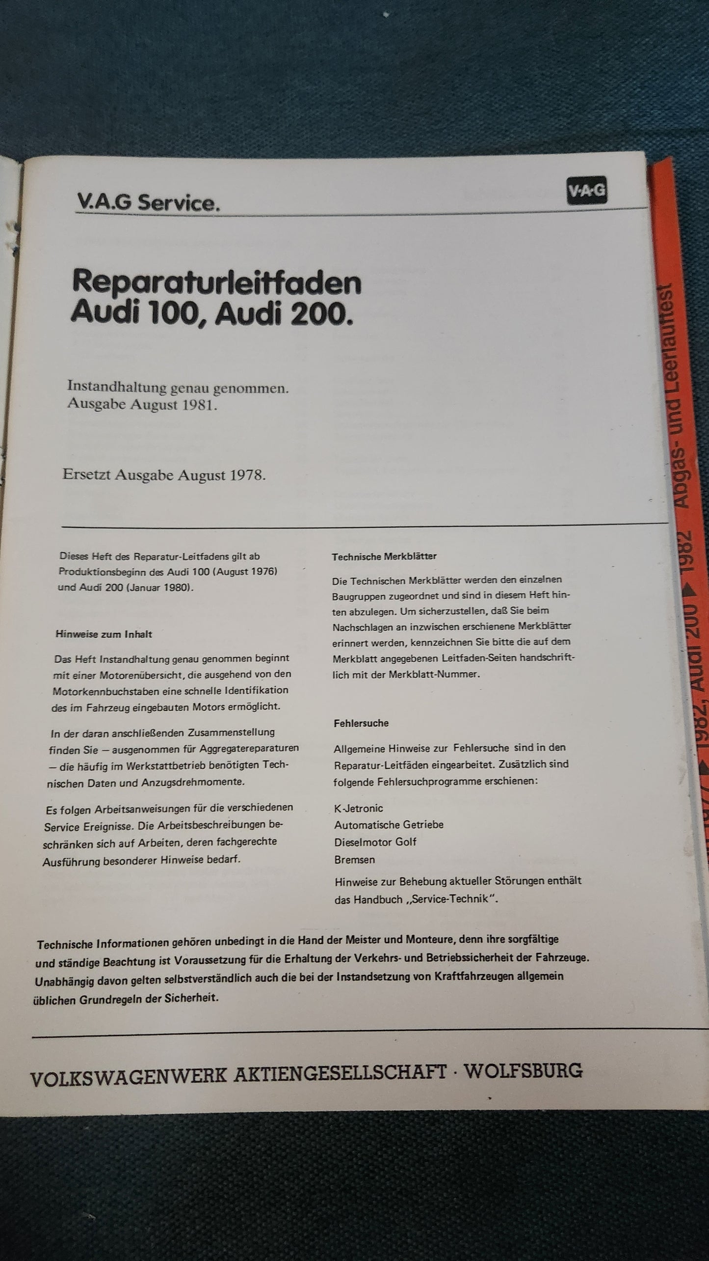Audi 100/200 C2 Maintenance - To be precise: Repair manual, workshop manual