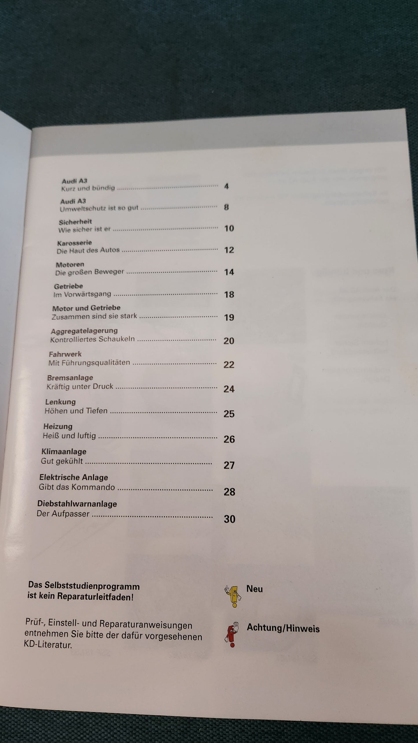 Audi A3 8L - Die Vorstellung Selbststudienprogramm Nr. 181 Reparaturleitfaden Werkstattbuch