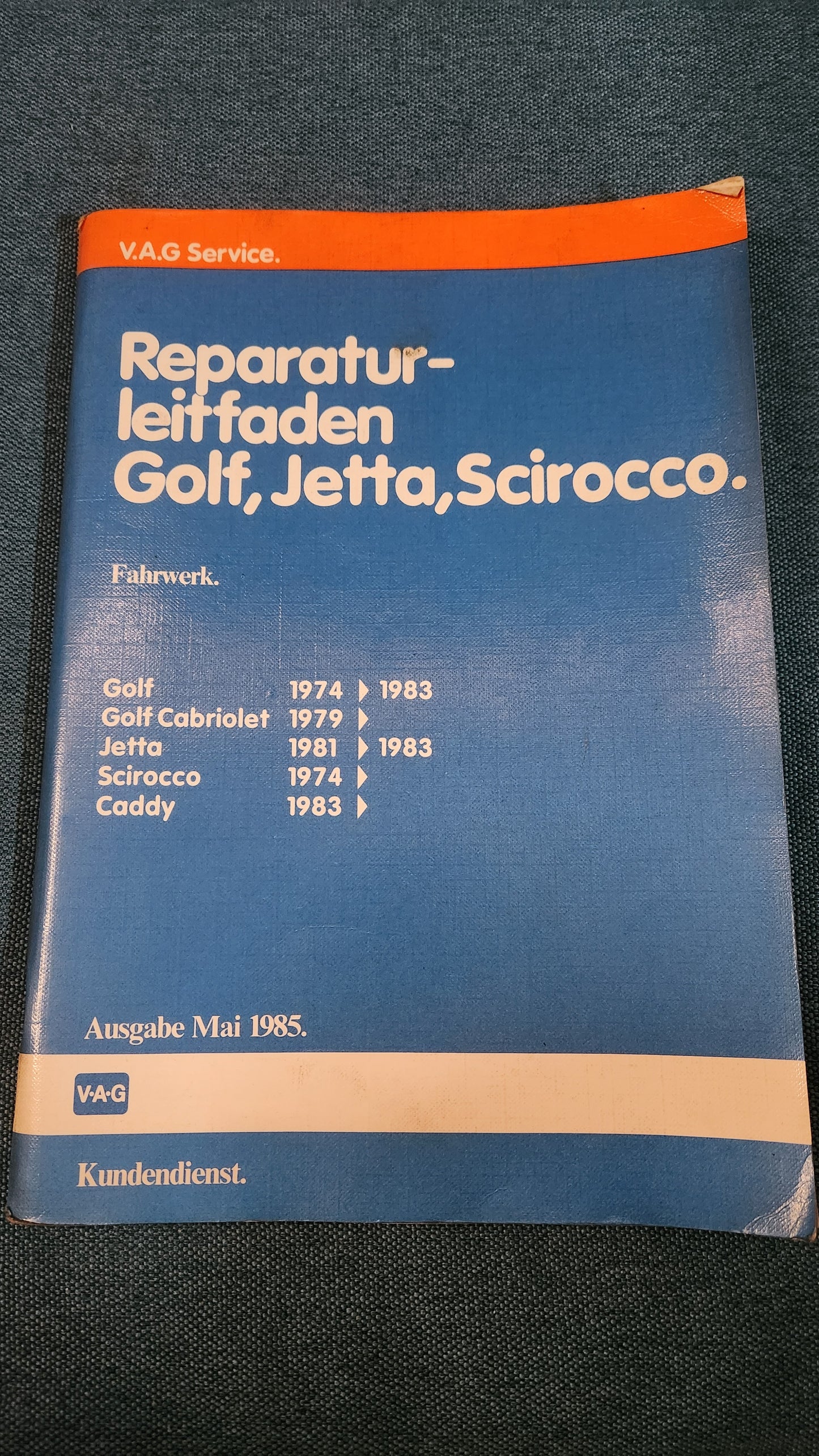 Golf/Jetta1/Cabriolet/Scirocco1/Caddy14D Fahrwerk Reparaturleitfaden Werkstattbuch