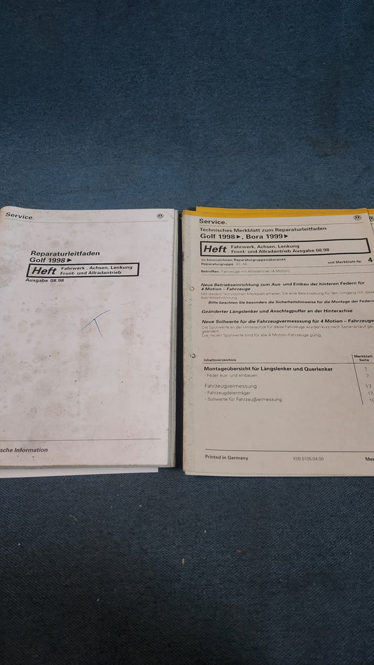 Golf 4 Fahrwerk Achsen Lenkung Front- und Allradantrieb Reparaturleitfaden Werkstattbuch