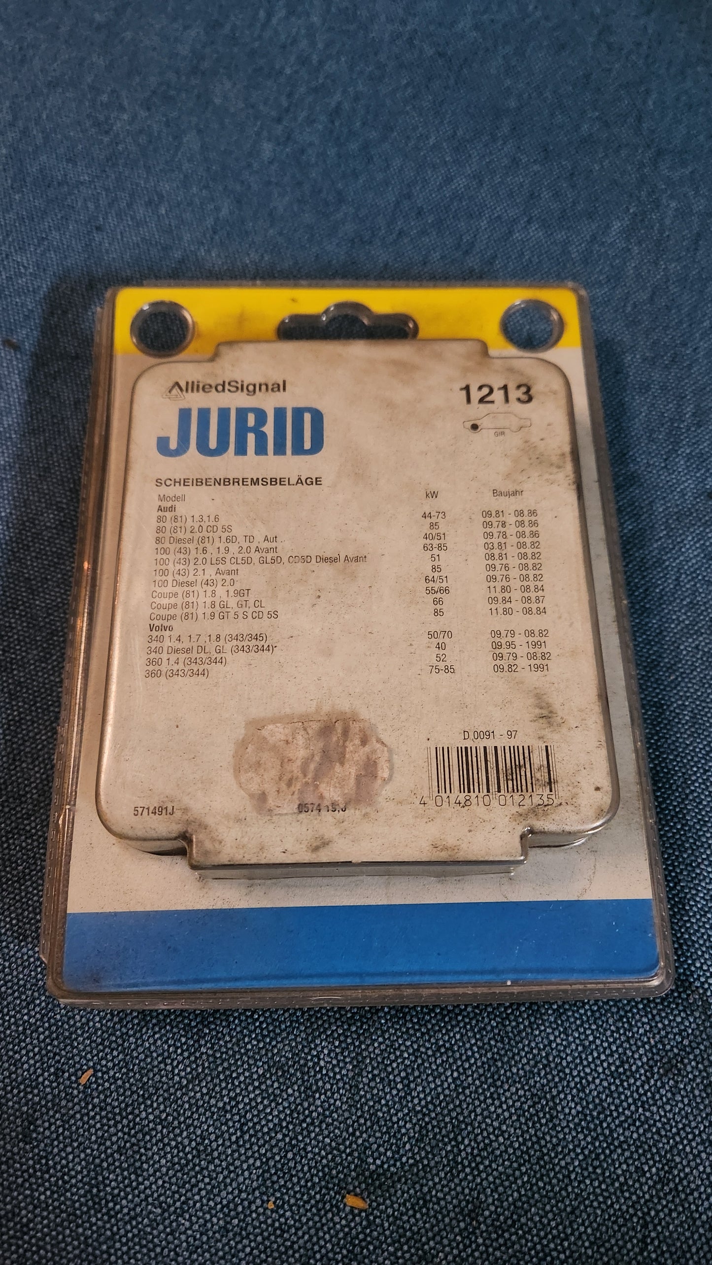 Brake pads Audi 80 B2/100C2/Coupe Jurid 1213 Nos D4