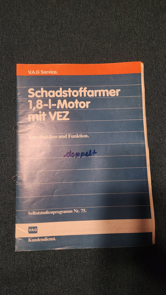 Low-emission 1.8L engine with VEZ self-study program no. 75 workshop manual repair guide