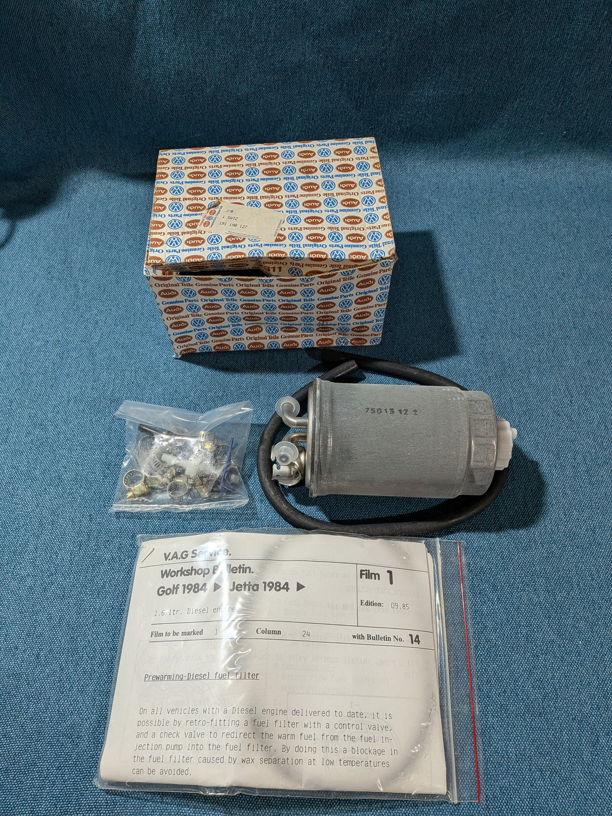 Retrofit kit Diesel Fuel Pre-heating Golf/Jetta/2/Polo 86C 191198127 NOS F10