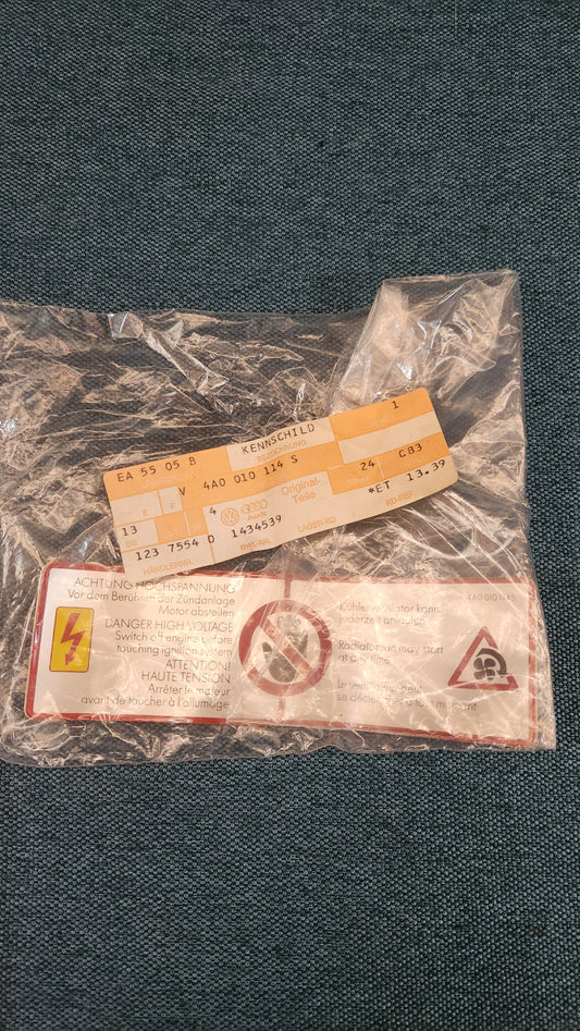 Sticker Engine Compartment Warning High Voltage Audi A4 B5/A8 4A0010114S New Old Stock J1