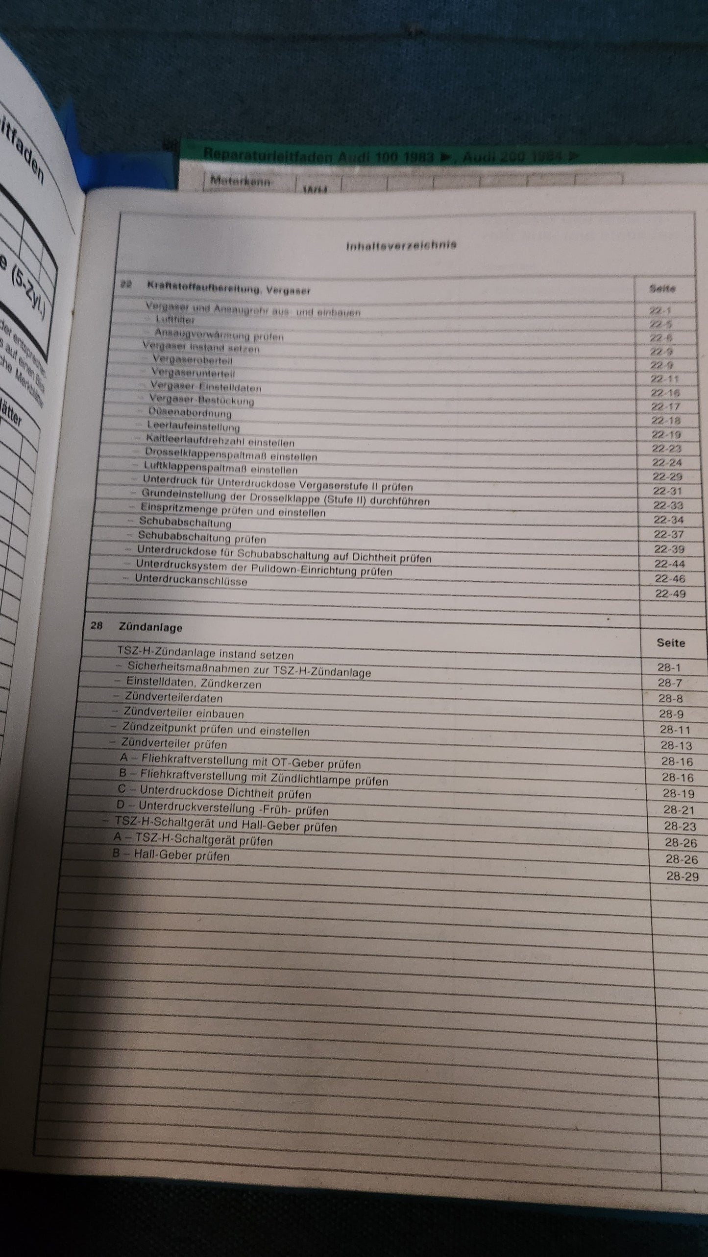 Audi 100/200 C3 WH Engine Repair Manual Workshop Manual