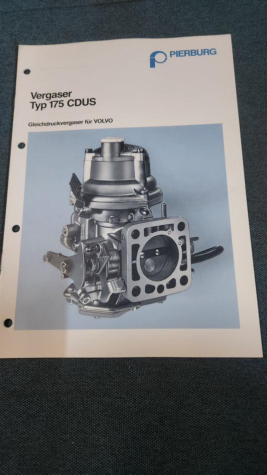 Vergaser Typ 175 CDUS Gleichdruckvergaser für Volvo Pierburg Reparaturleitfaden Werkstattbuch