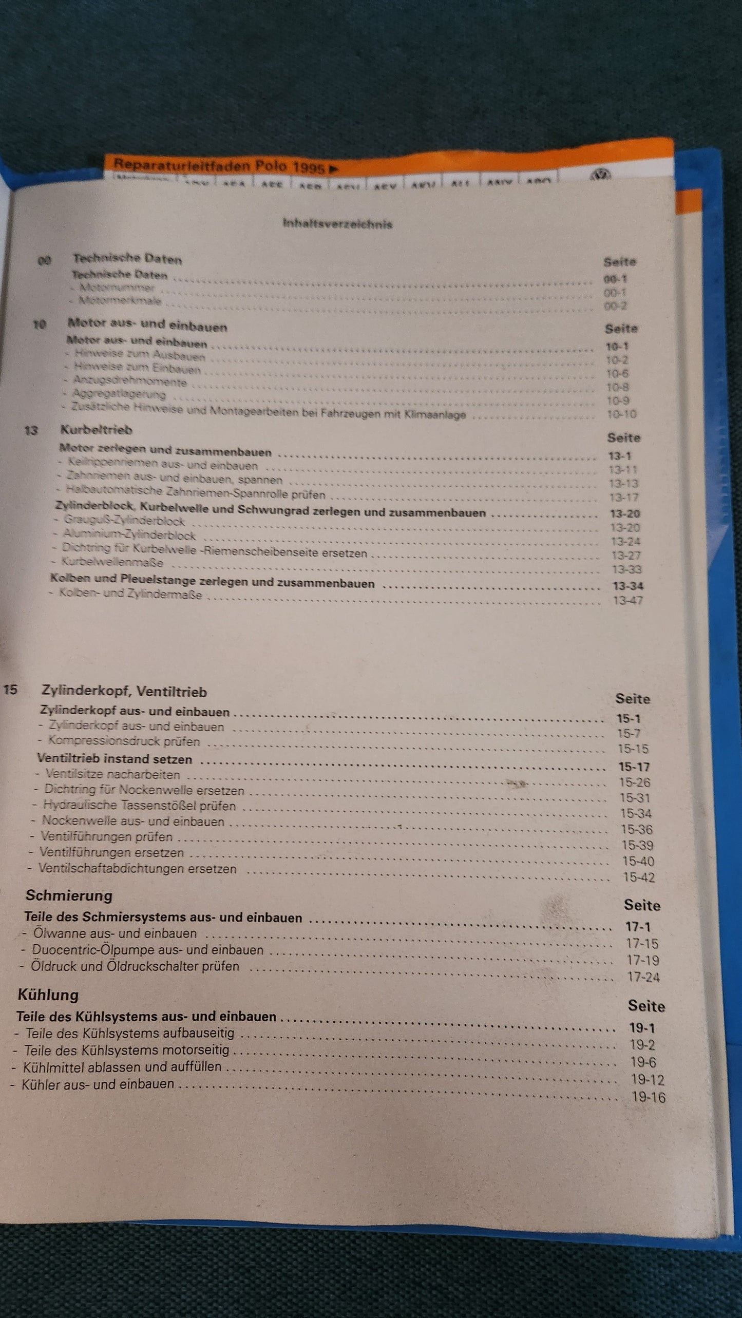 Polo 6N ADX AEA AEE AER AEV AEX AKV ALL ANX APQ Motor Reparaturleitfaden Werkstattbuch