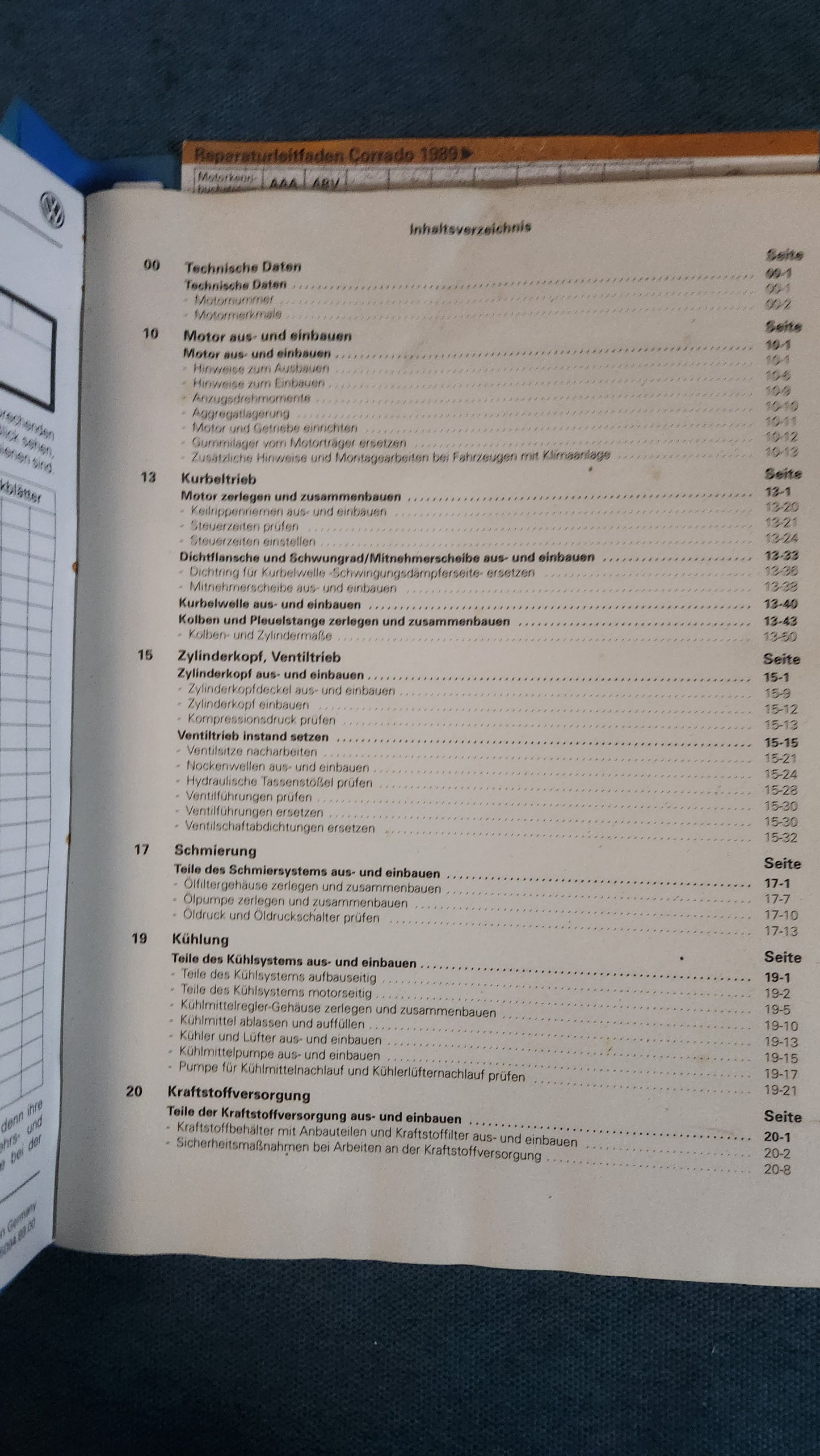 Corrado AAA ABV Engine Repair Manual Workshop Manual