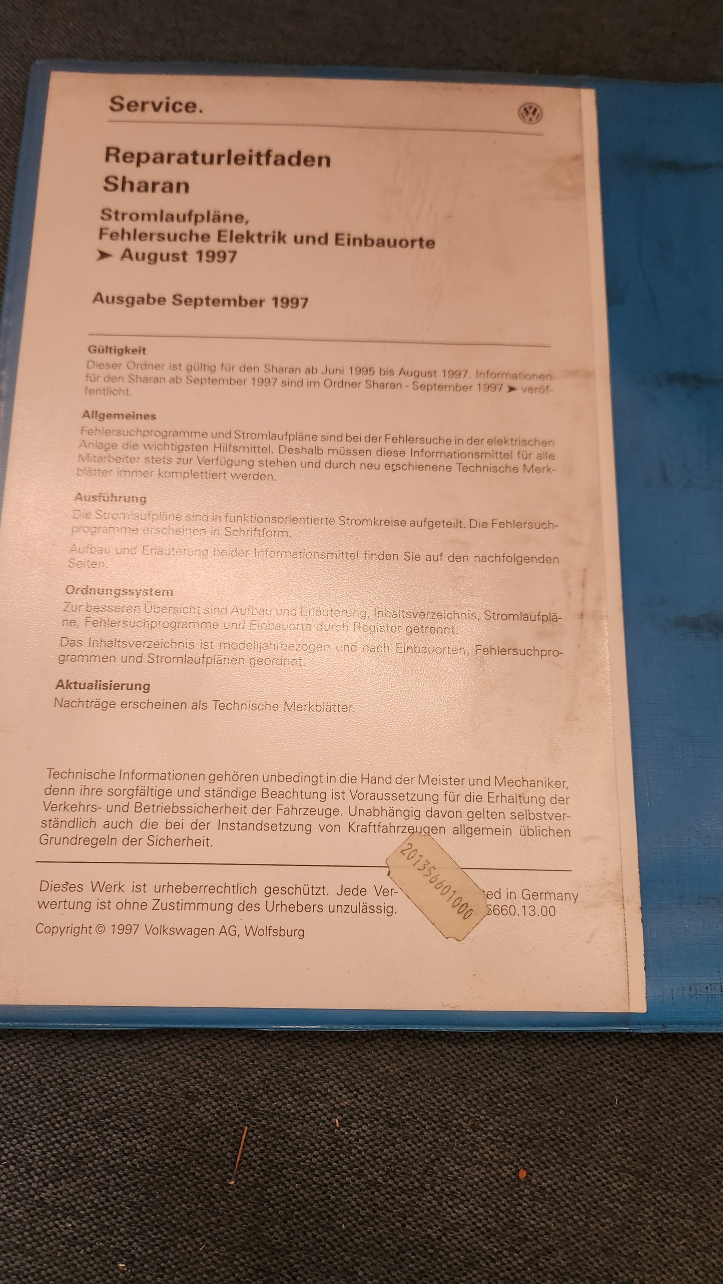 Sharan Stromlaufpläne Werkstattbuch Reparaturleitfaden