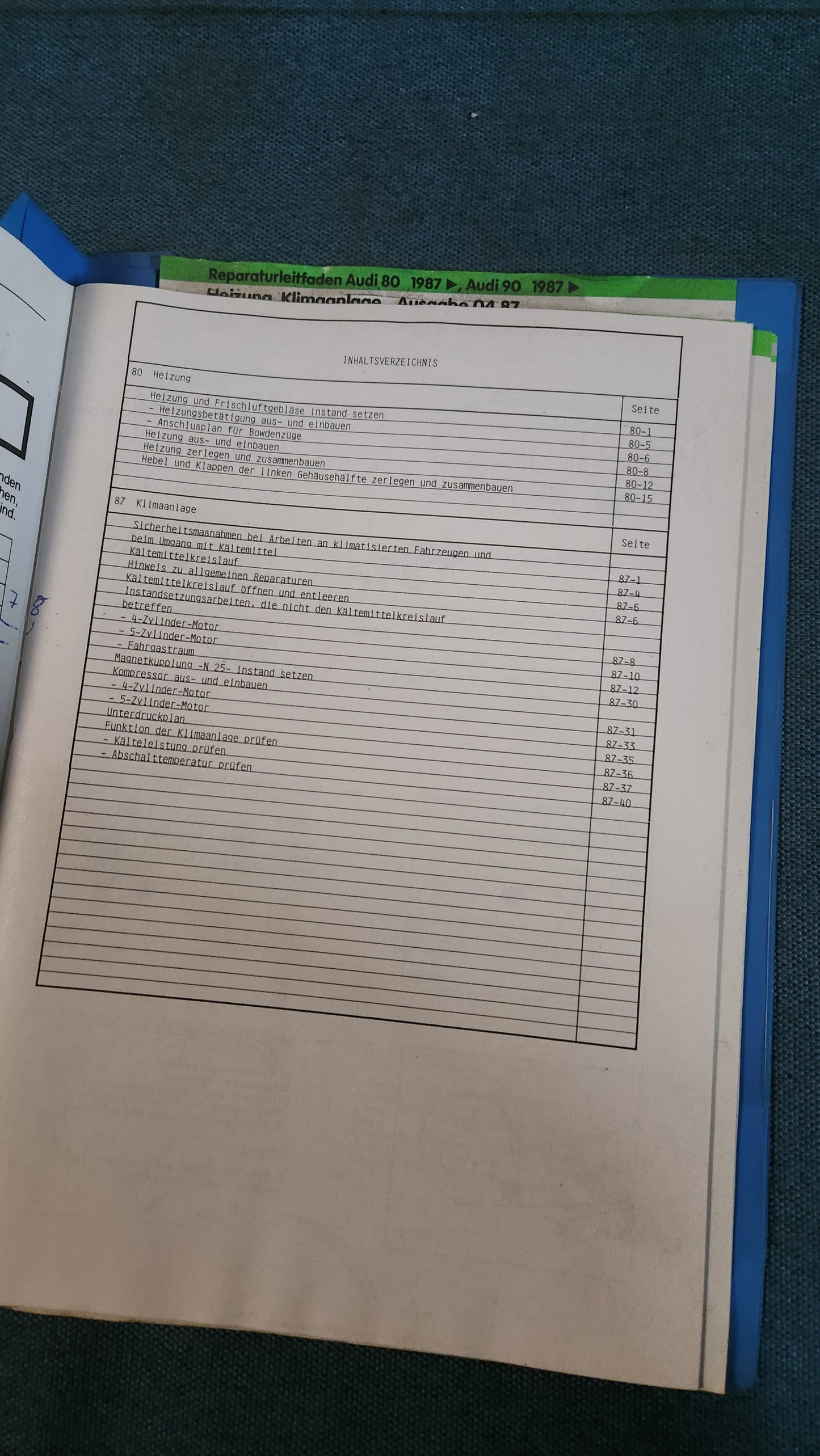 Audi 80/90 B3 Heizung Klima Reparaturleitfaden Werkstattbuch