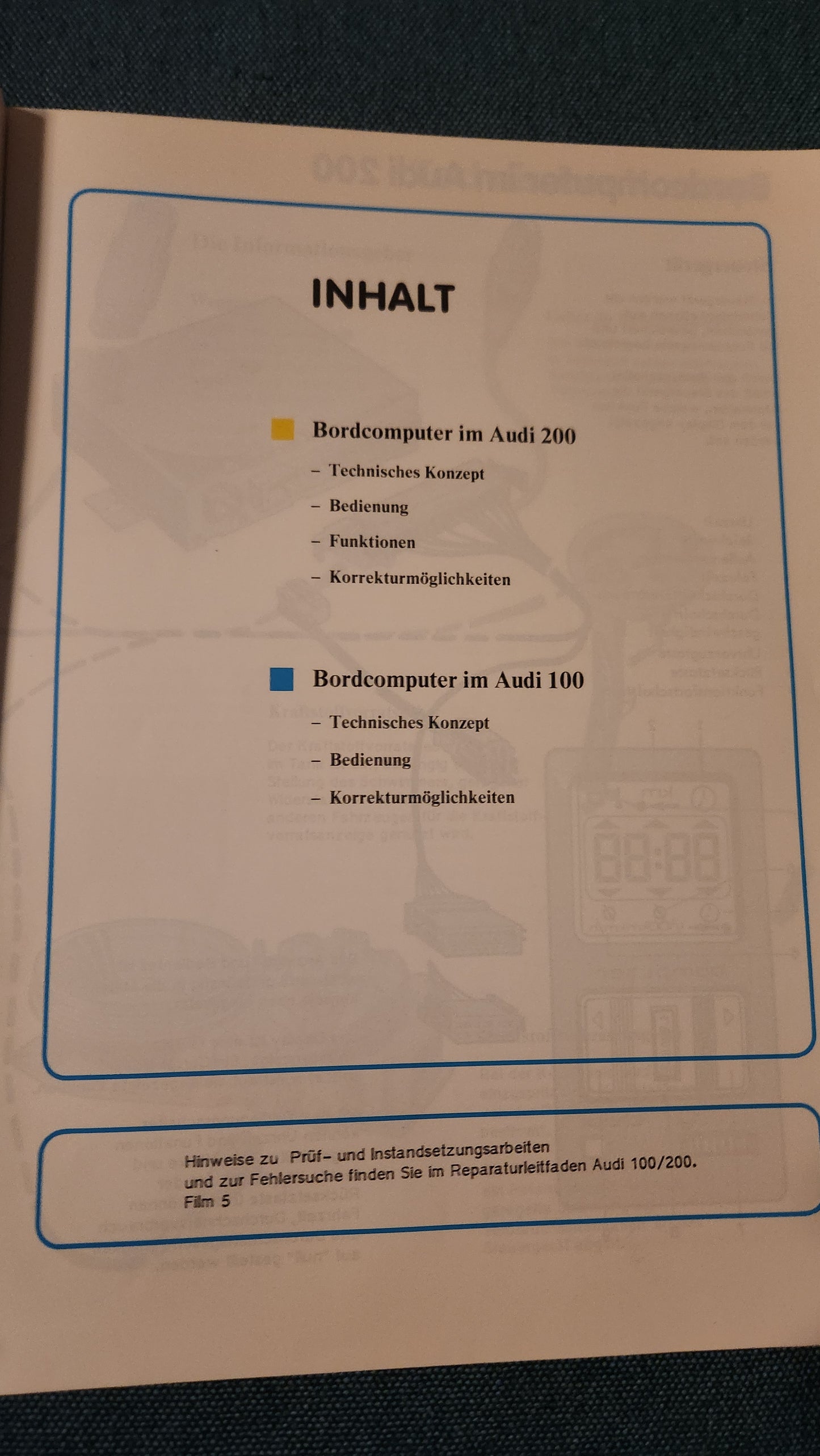 Bordcomputer für Audi 100/200 C3 C4  Selbststudienpogramm Nr.60 Werkstattbuch Reparaturleitfaden