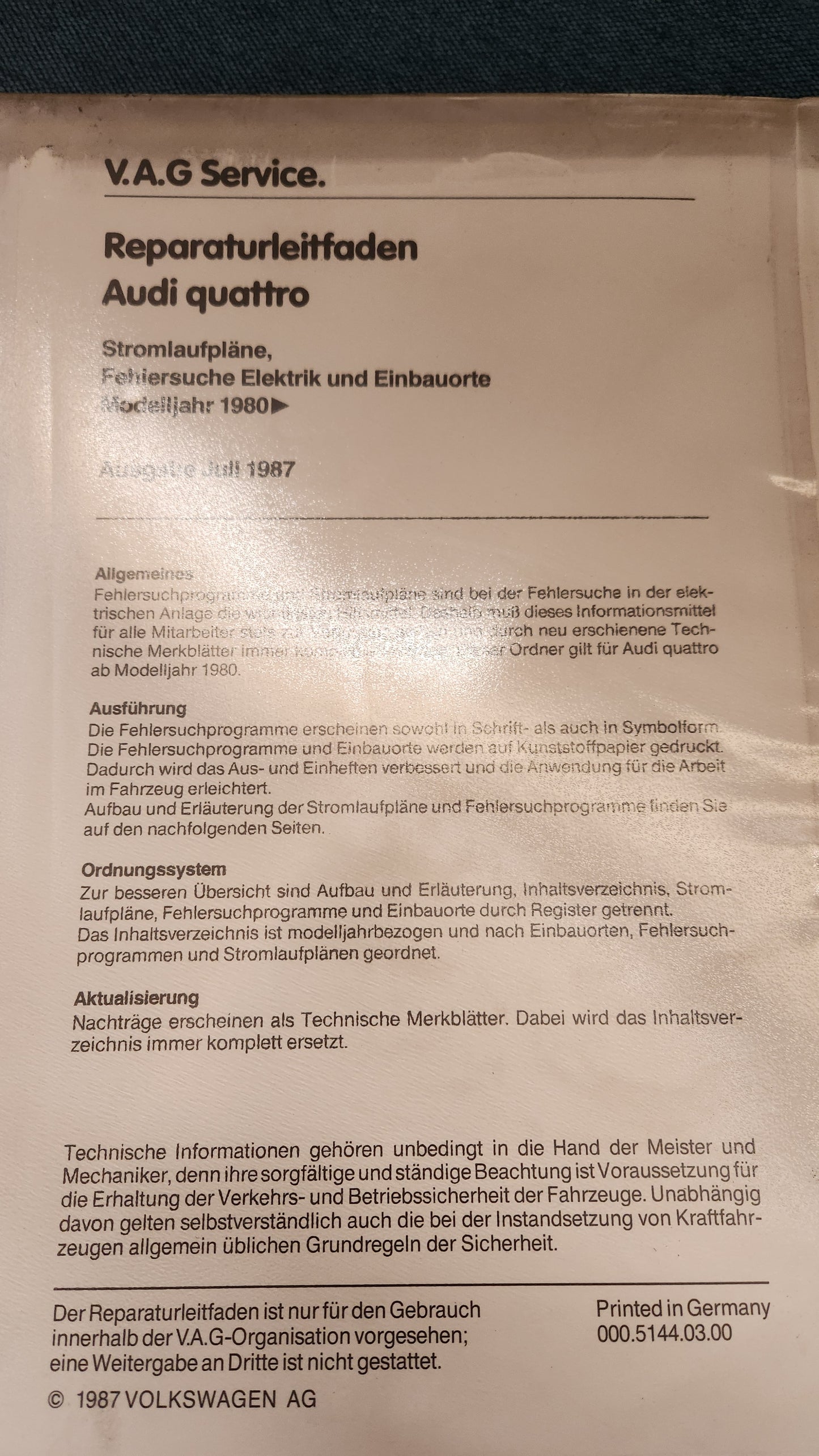 Audi Quattro Stromlaufpläne 80/90/100 B2/C2/C3 Reparaturleitfaden Werkstattbuch Selten