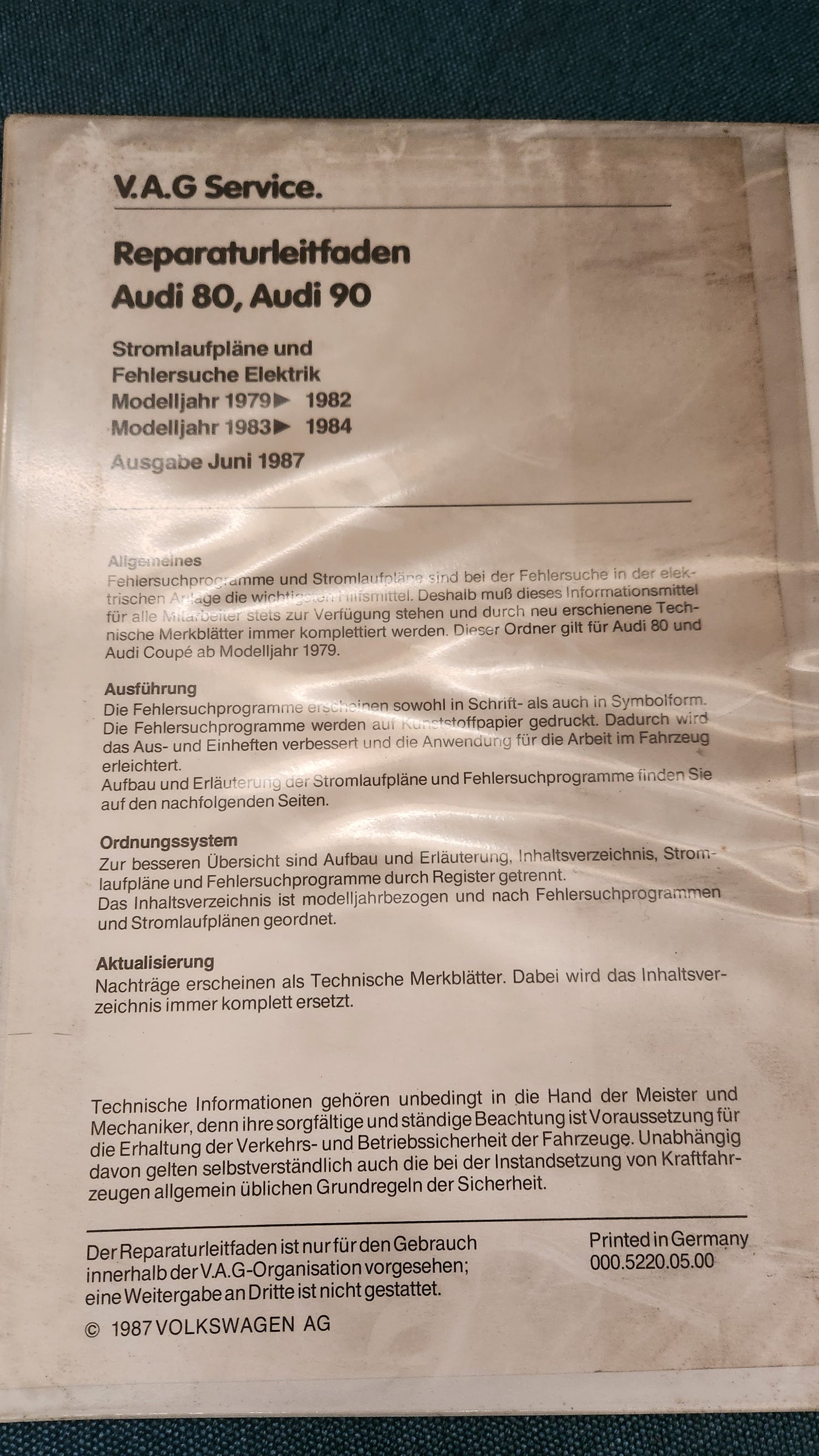 Audi 80/90 B2 Typ81/85 Stromlaufpläne Reparaturleitfaden Werkstattbuch