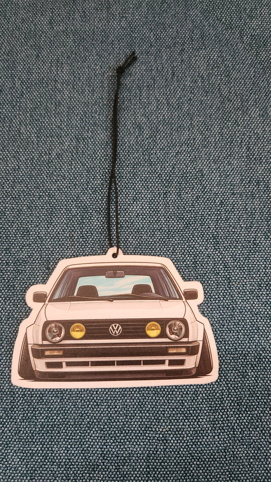Duftbaum/Duftanhänger Vanilla VW Golf 2 Tuning Design Front Ansicht