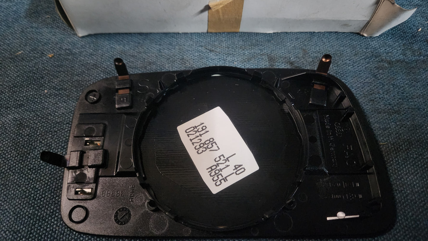 Golf2/Jetta2 Spiegelglas mit Heizung elektrisch 191857521L Nos G3/G4