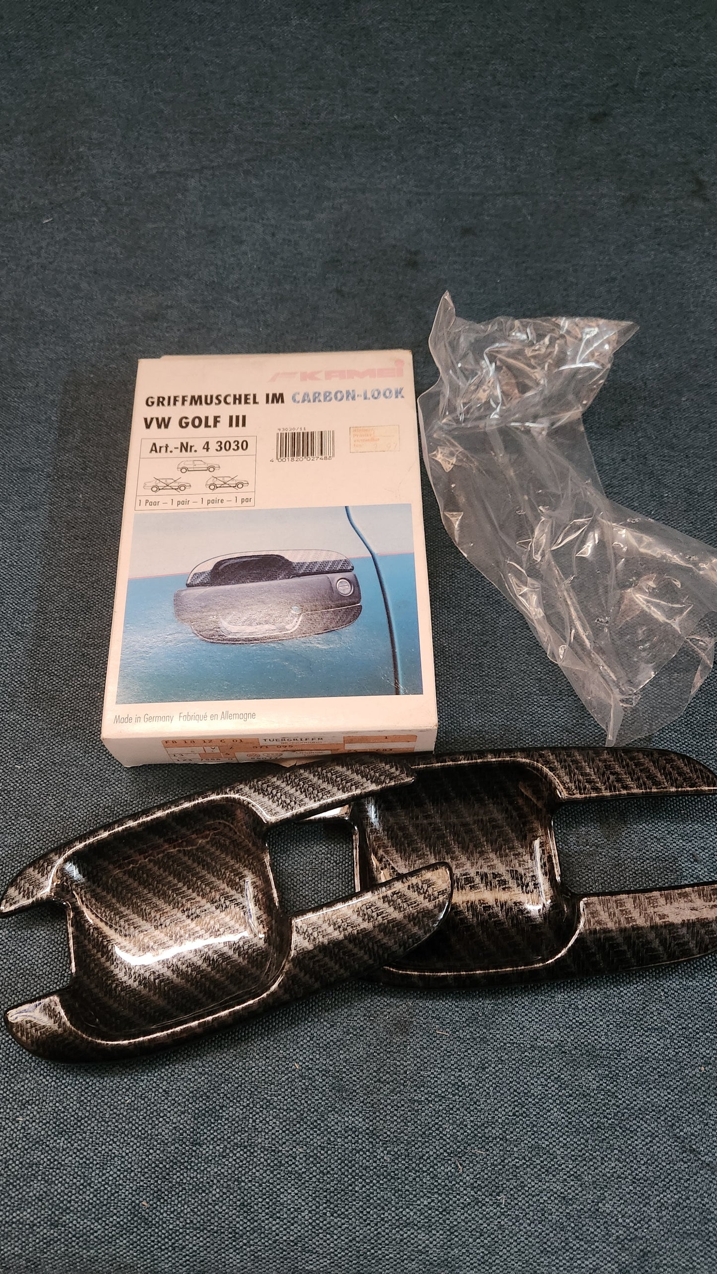 Golf 3 Kamei Griffmuschel im Carbon Look 43030 ohne Montage Material Nos G7