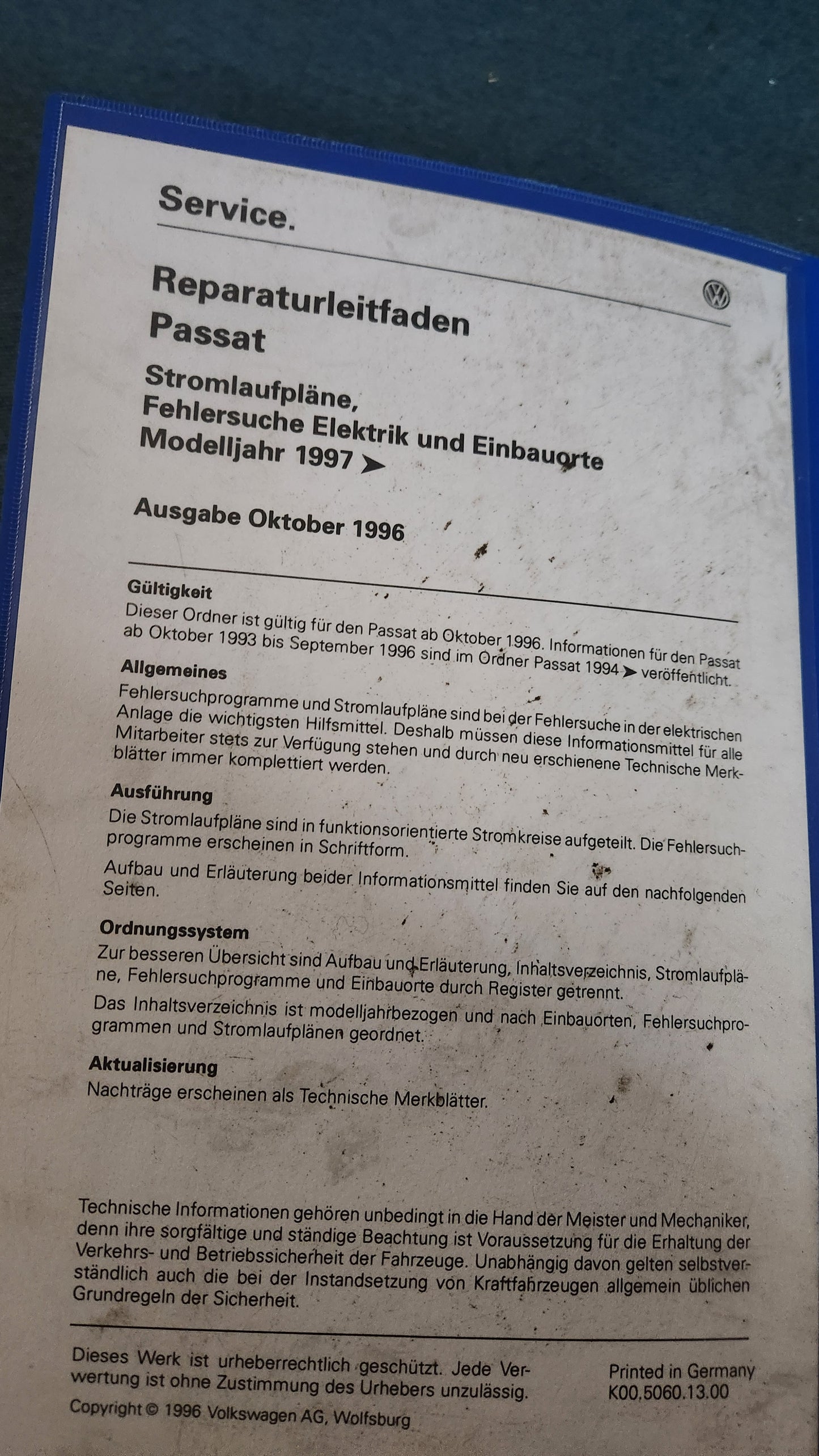 Passat 3B/BG Stromlaufpläne Reparaturleitfaden Werkstattbuch