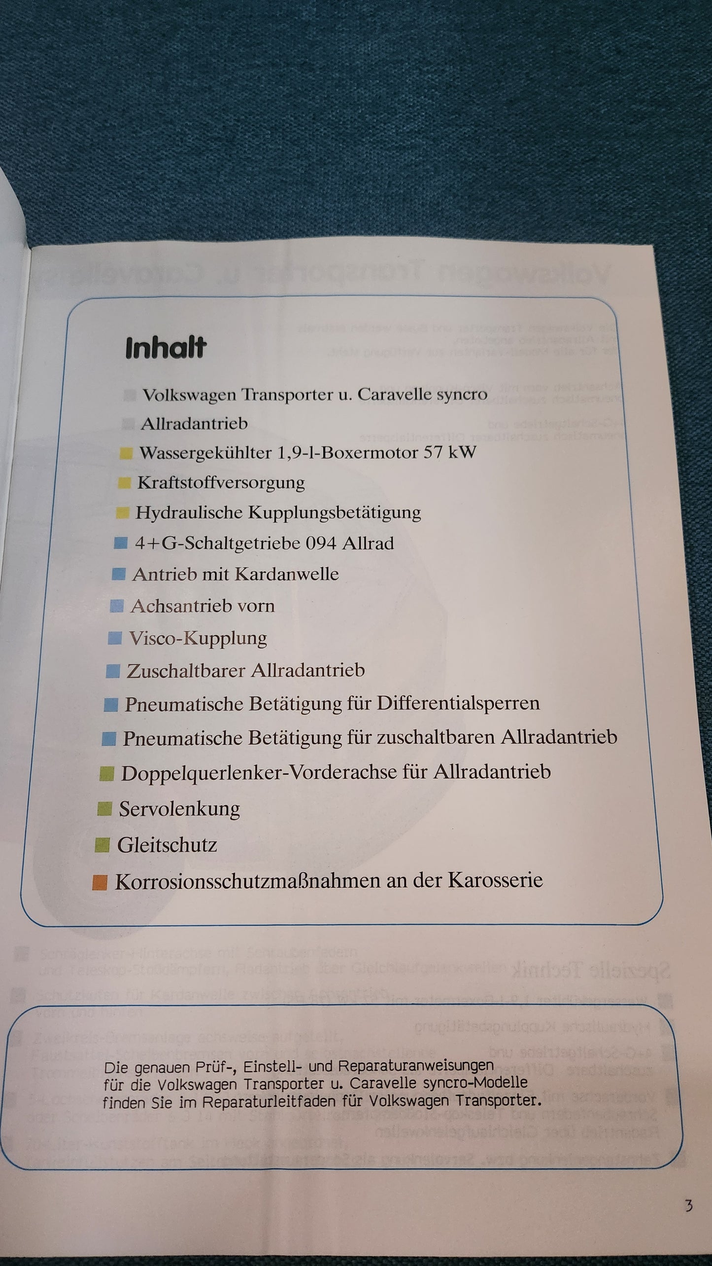 Volkswagen Transporter T3 und Caravelle syncro Selbststudienprogramm Nr.66 Reparaturleitfaden Werkstattbuch