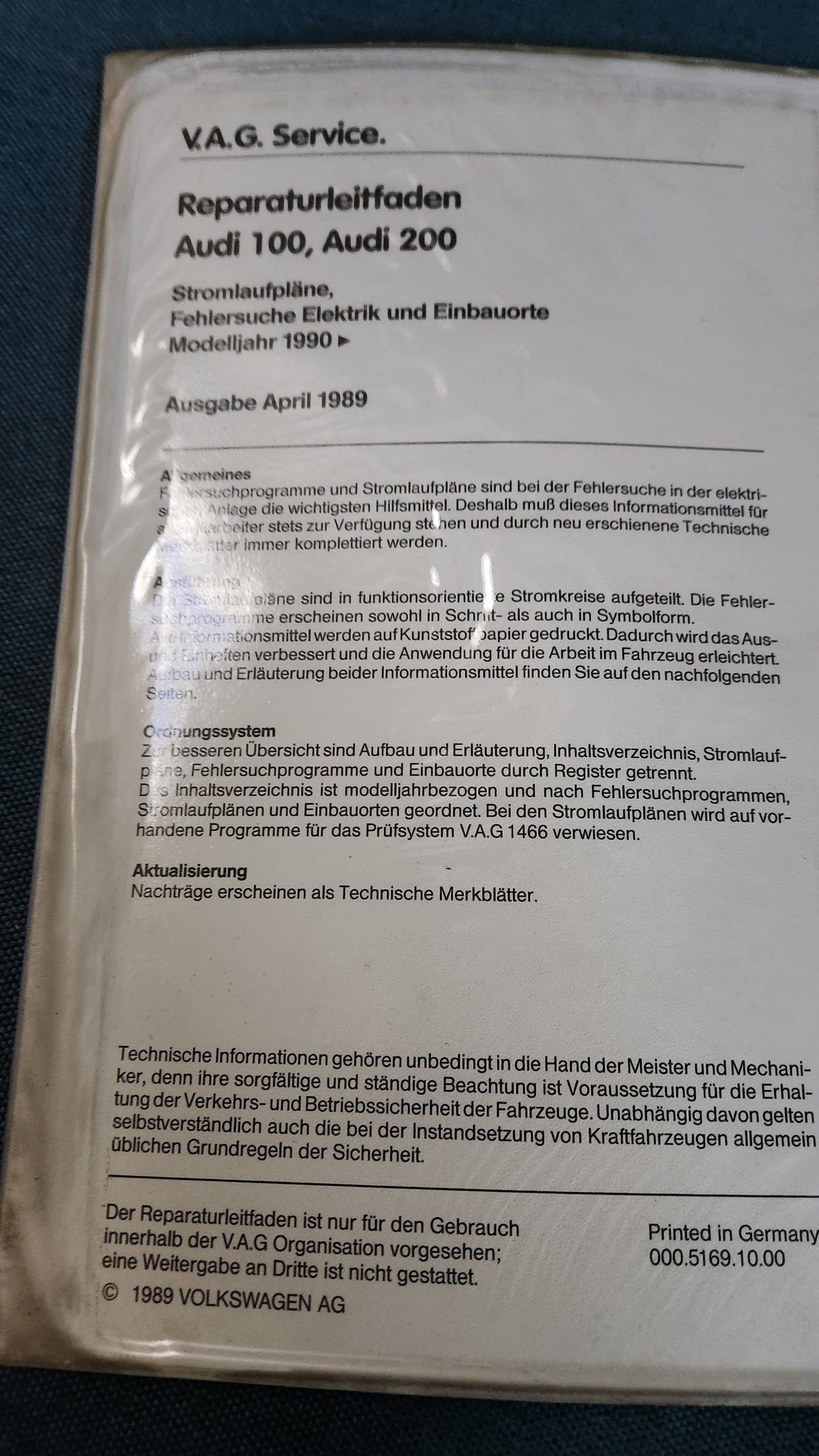 Audi 100/200 C3 Wiring Diagrams Repair Manual Workshop Manual