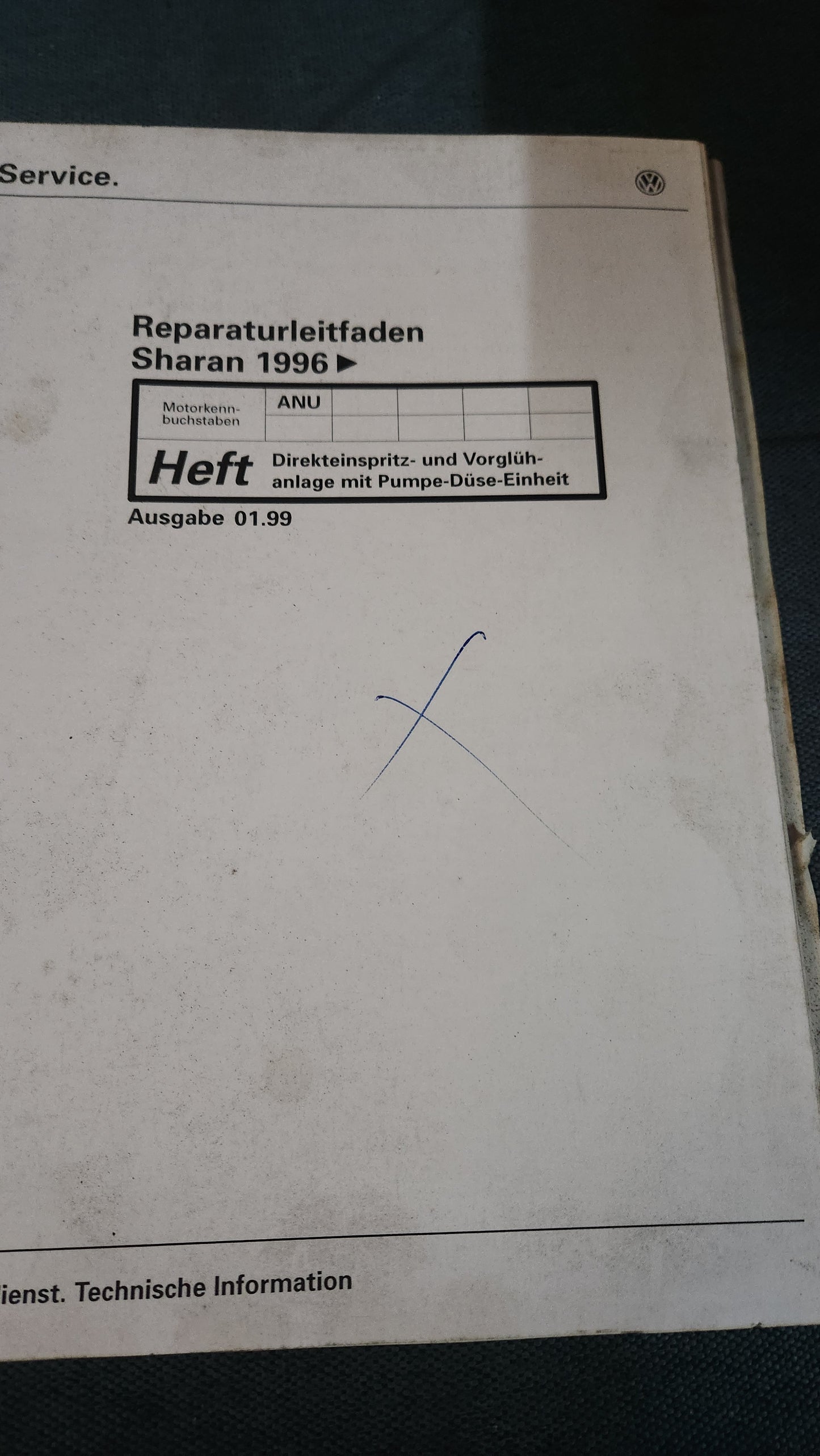 Sharan ANU Motor Reparaturleitfaden Werkstattbuch