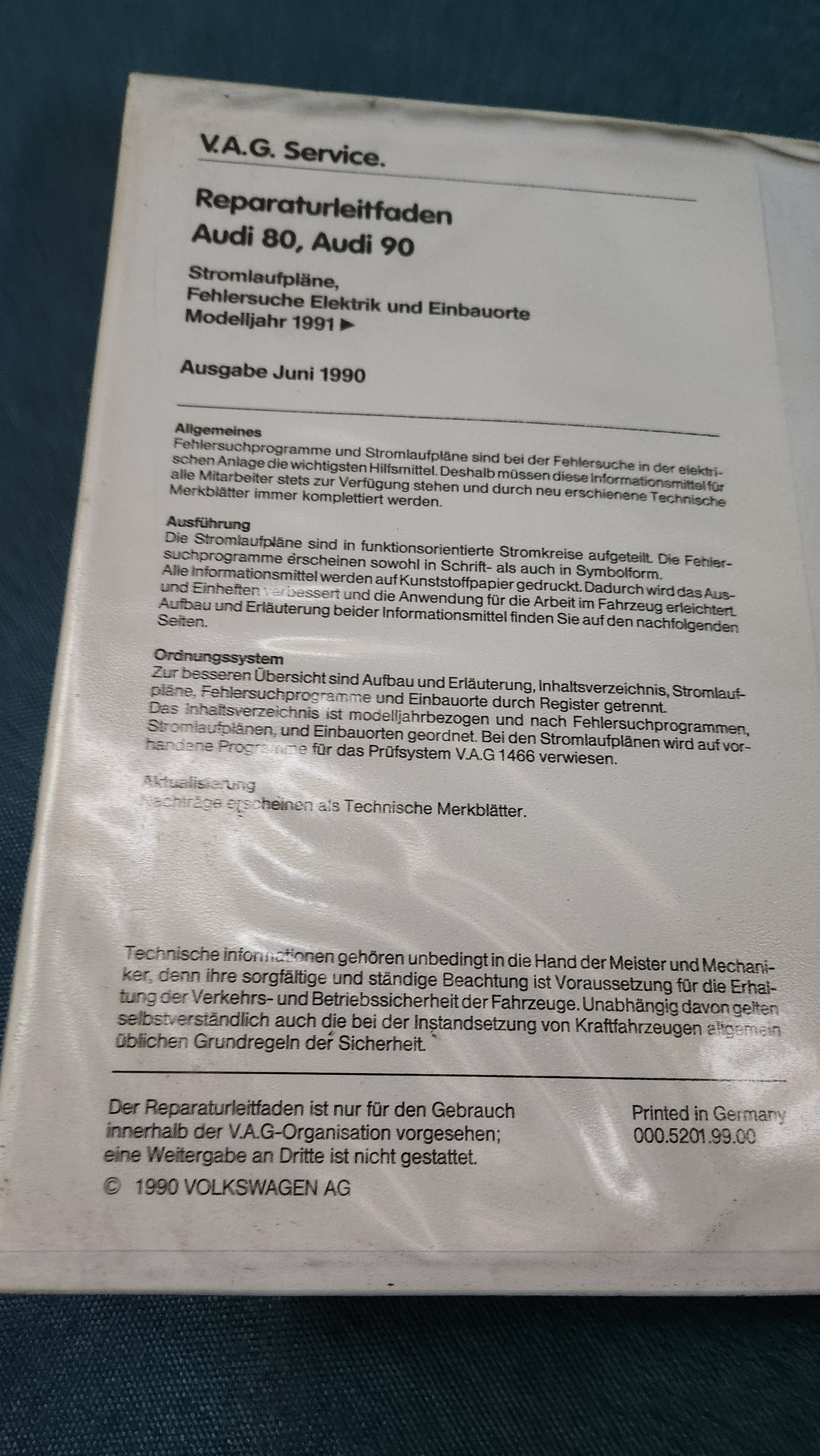Audi 80/90 B3 Stromlaufpläne Reparaturleitfaden Werkstattbuch