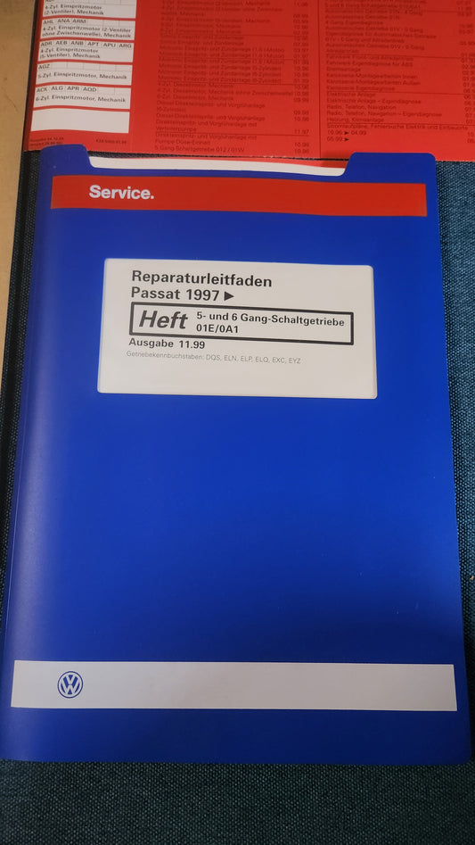 Passat 3B/BG 5- and 6-Speed Manual Transmission 01E/0A1 NOS New Repair Manual Workshop Book