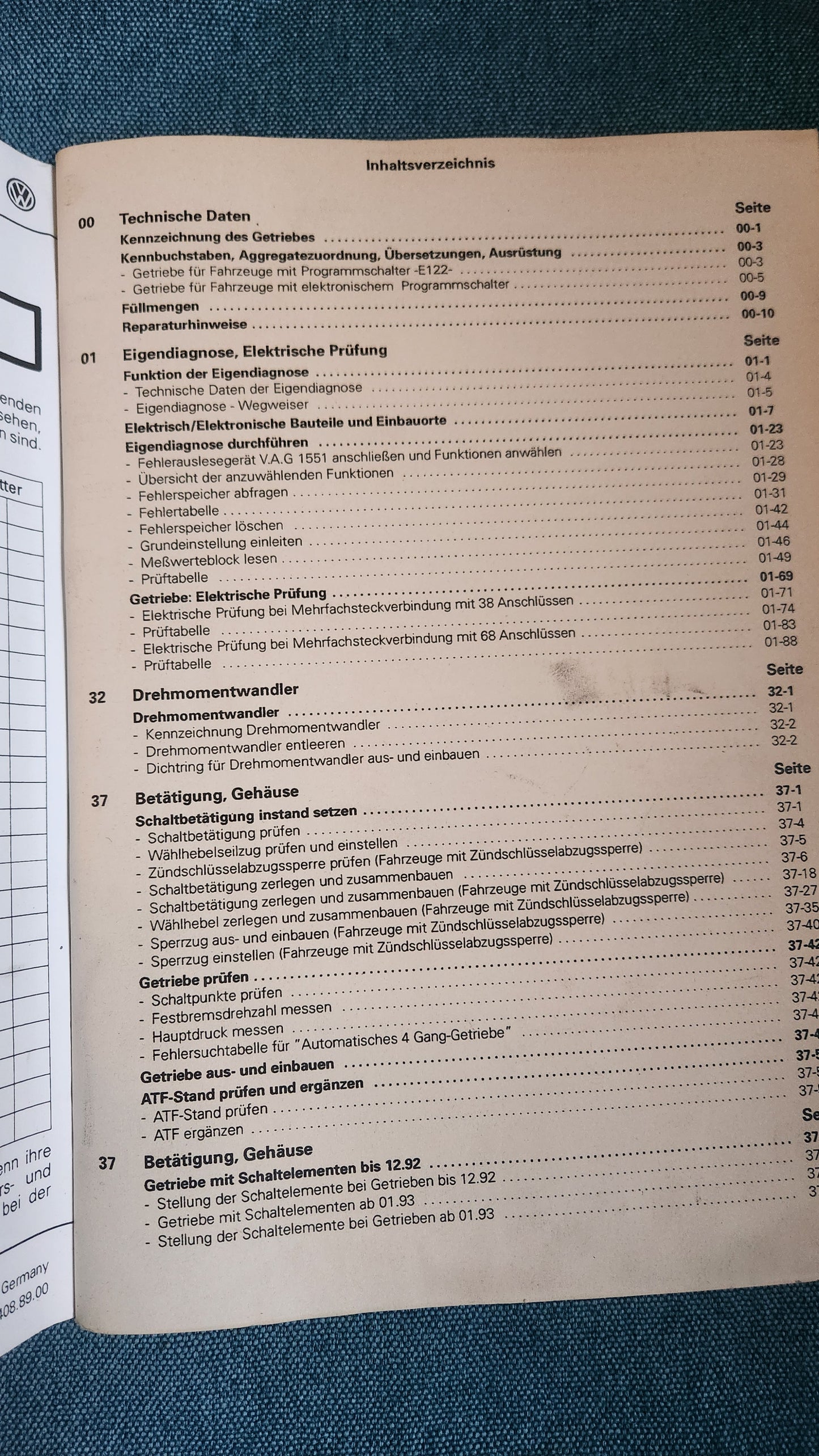 Golf 3/Vento Automatisches Getriebe 096 Reparaturleitfaden Werkstattbuch
