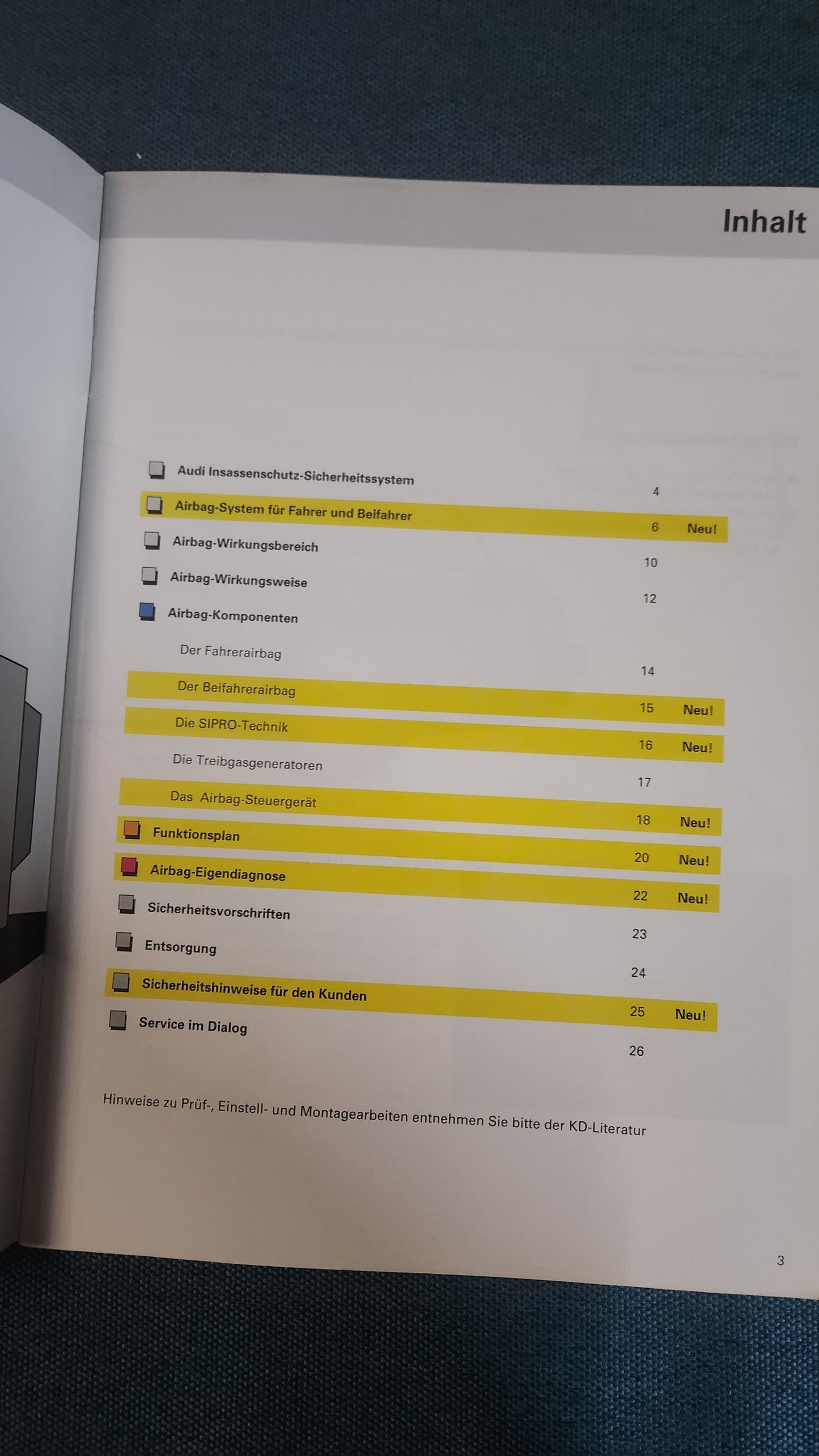 Audi Airbag System for Driver and Front Passenger Self-Study Program No. 151 Repair Manual Workshop Manual