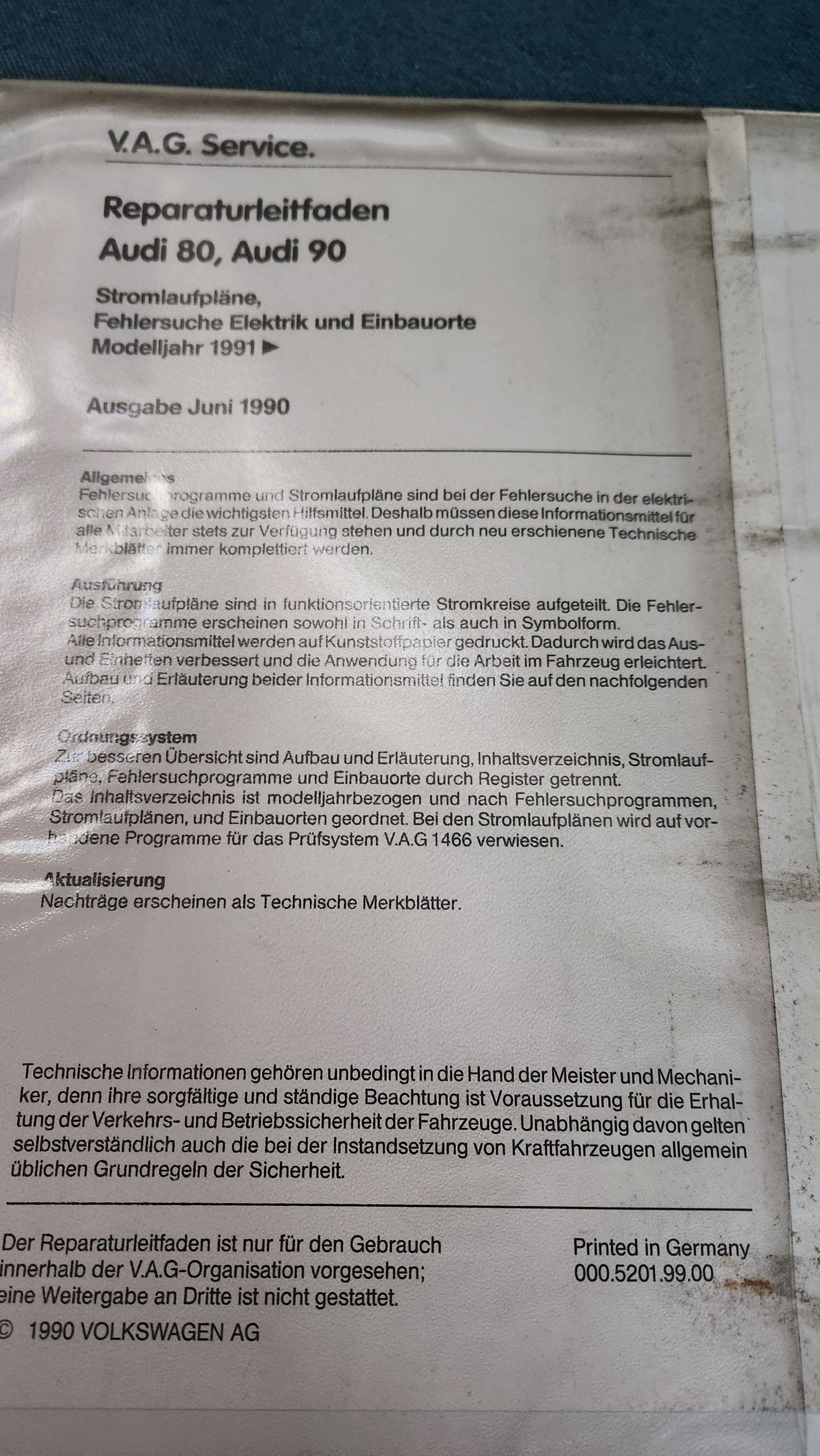 Audi 80/90 B4 Stromlaufpläne  Reparaturleitfaden Werkstattbuch