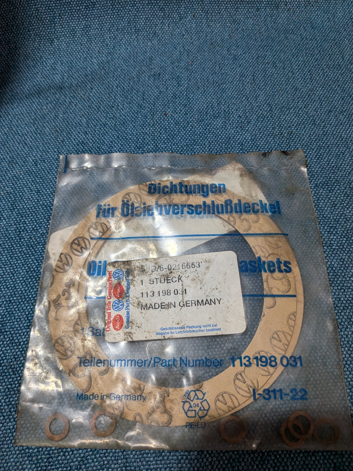 Gasket set for oil screen cover Beetle/T2/T3 Bus/Kübelwagen 113198031 NOS A8