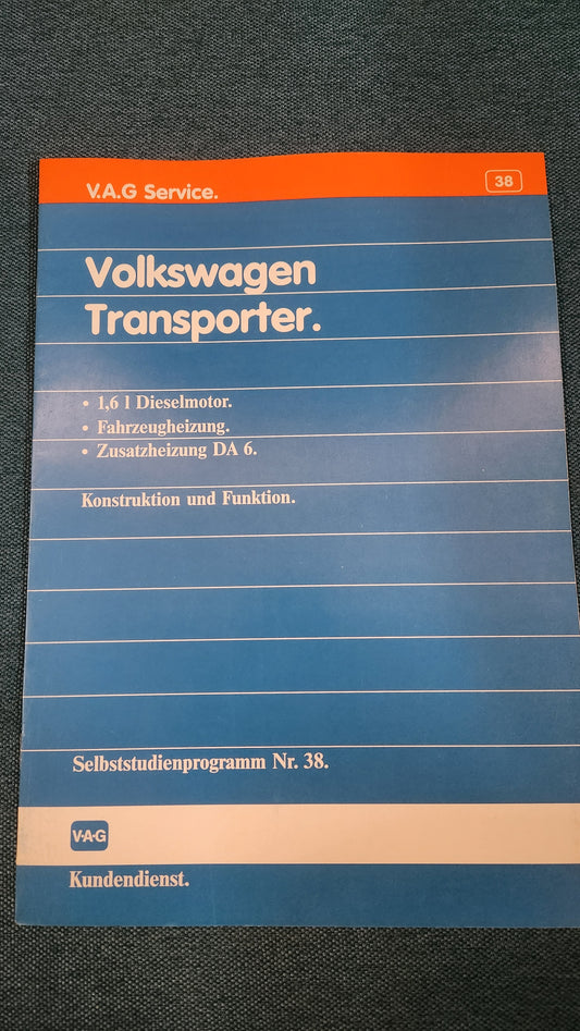 Volkswagen Transporter T3 1.6L Diesel Engine Auxiliary Heater Self-Study Program No. 38 Repair Manual Workshop Manual
