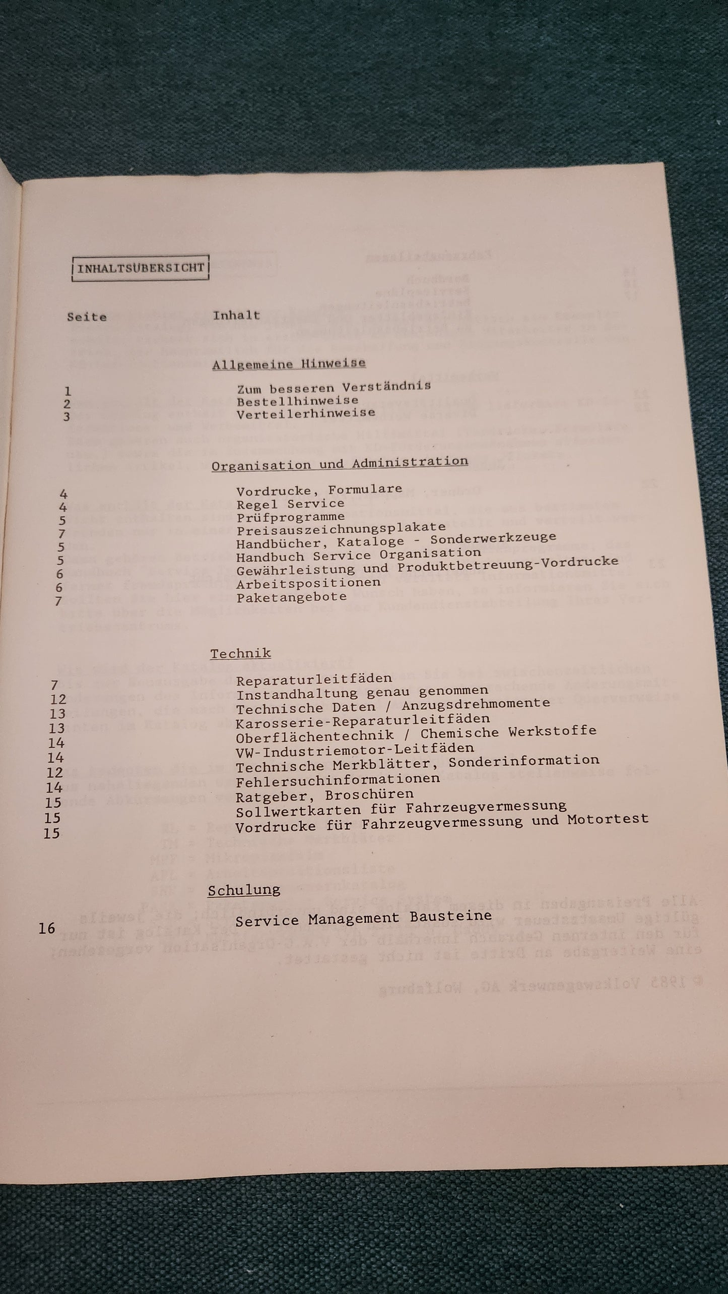 KD Information Materials Catalog Workshop Manual