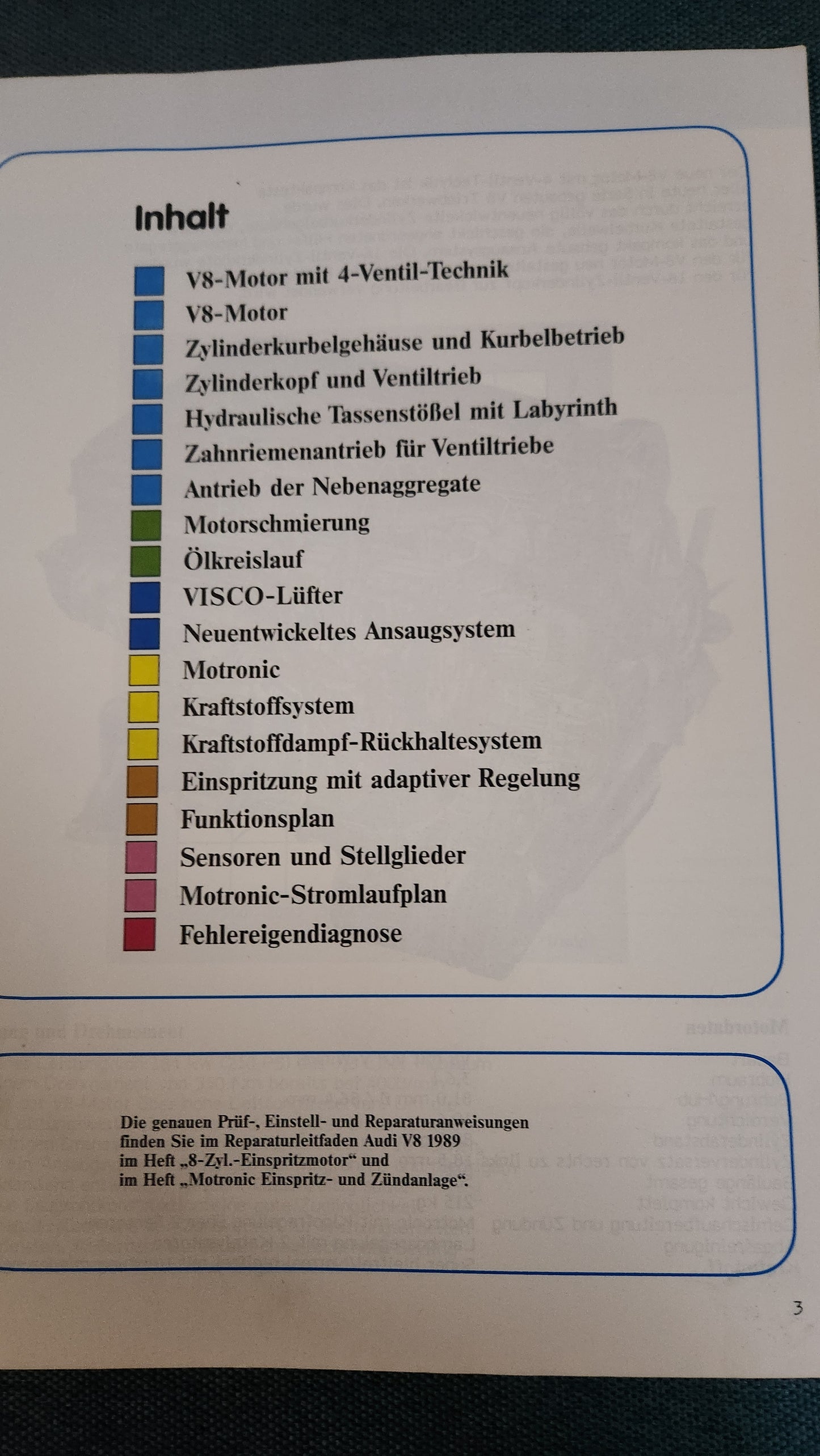 V8-Motor Selbststudienprogramm Nr. 105 Reparaturleitfaden Werkstattbuch