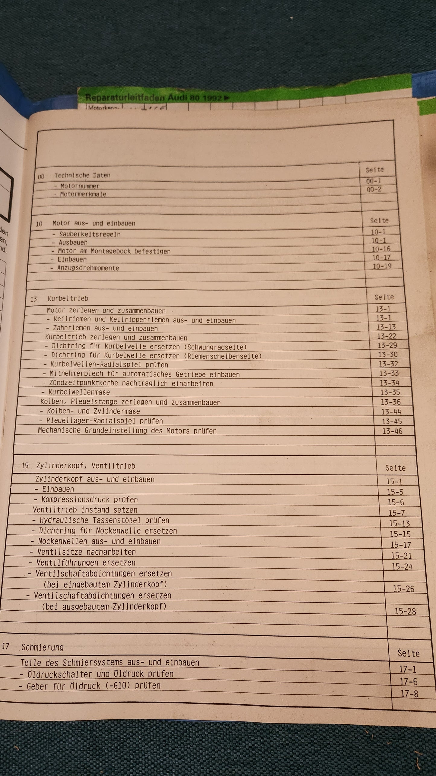 Audi 80 B4 6A ACE Motor Reparaturleitfaden Werkstattbuch