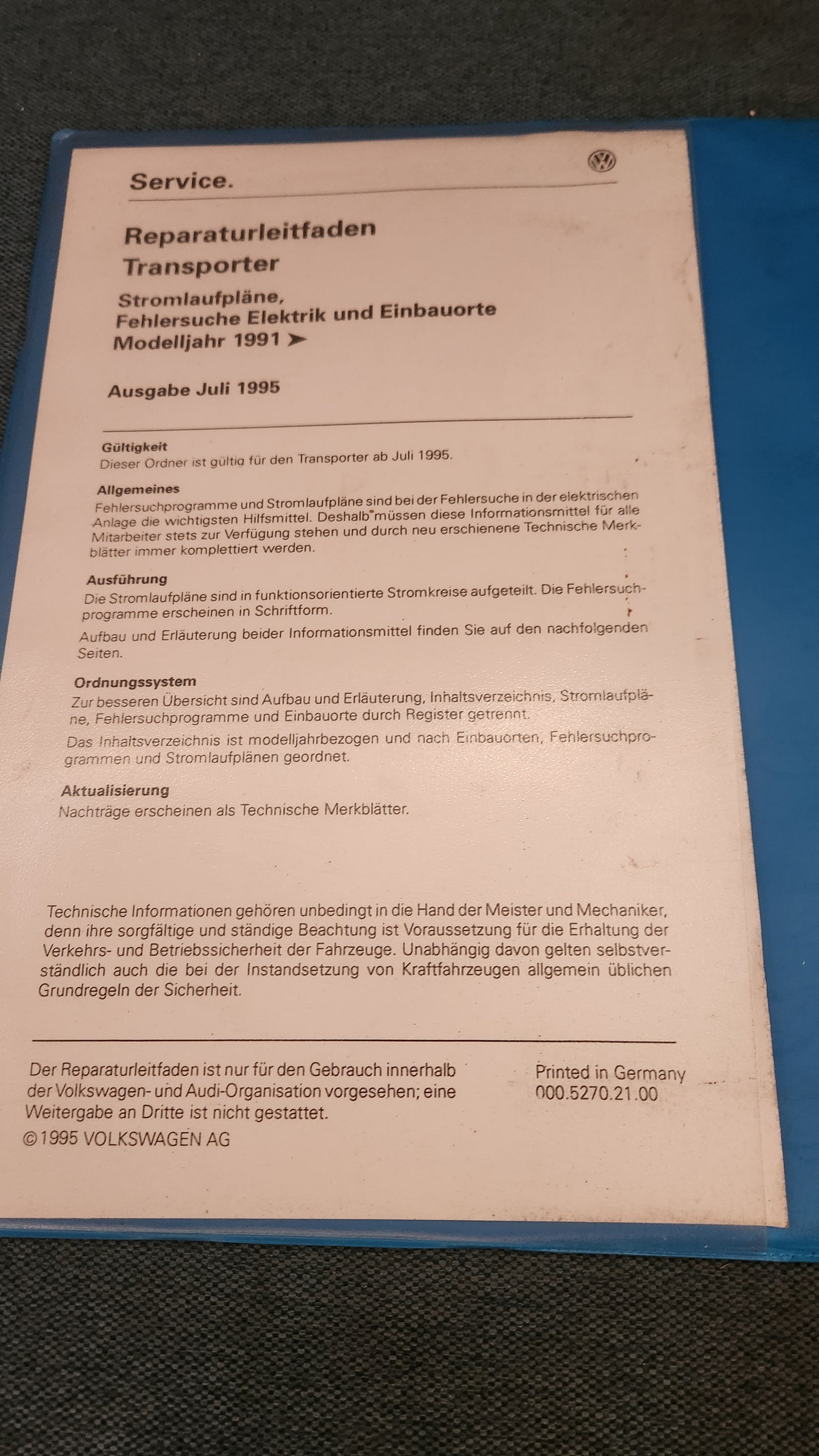 T4 Bus Wiring Diagrams Repair Manual Workshop Manual