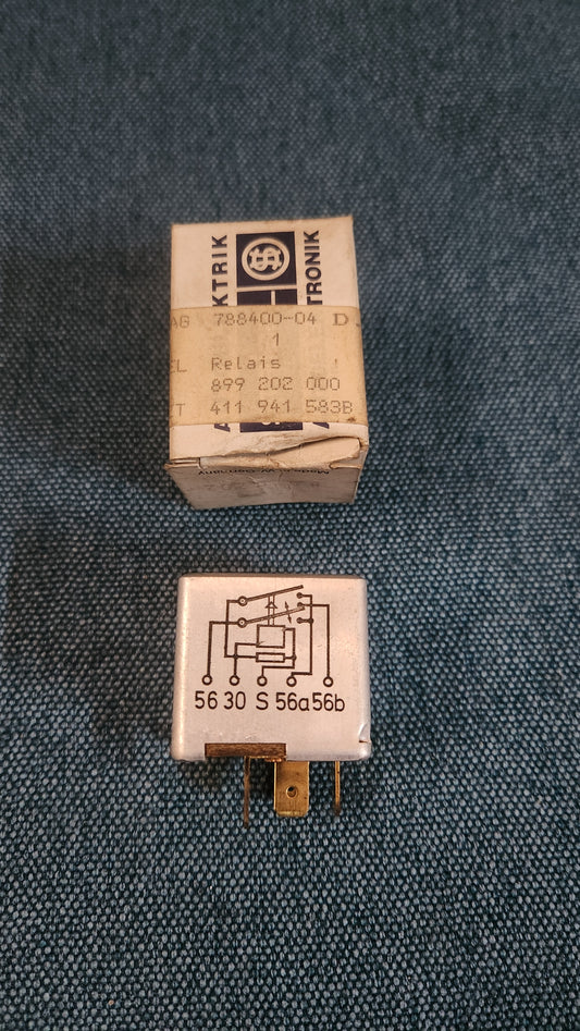 Headlight Dimmer Relay Stribel Golf/Jetta/Scirocco/1/Iltis/Passat/B1/B2/T1/T2 Bus/Audi 80/90/B2/B3/B4/100/200/C3/C4/A6 C4/V8 411941583B NOS/New N1