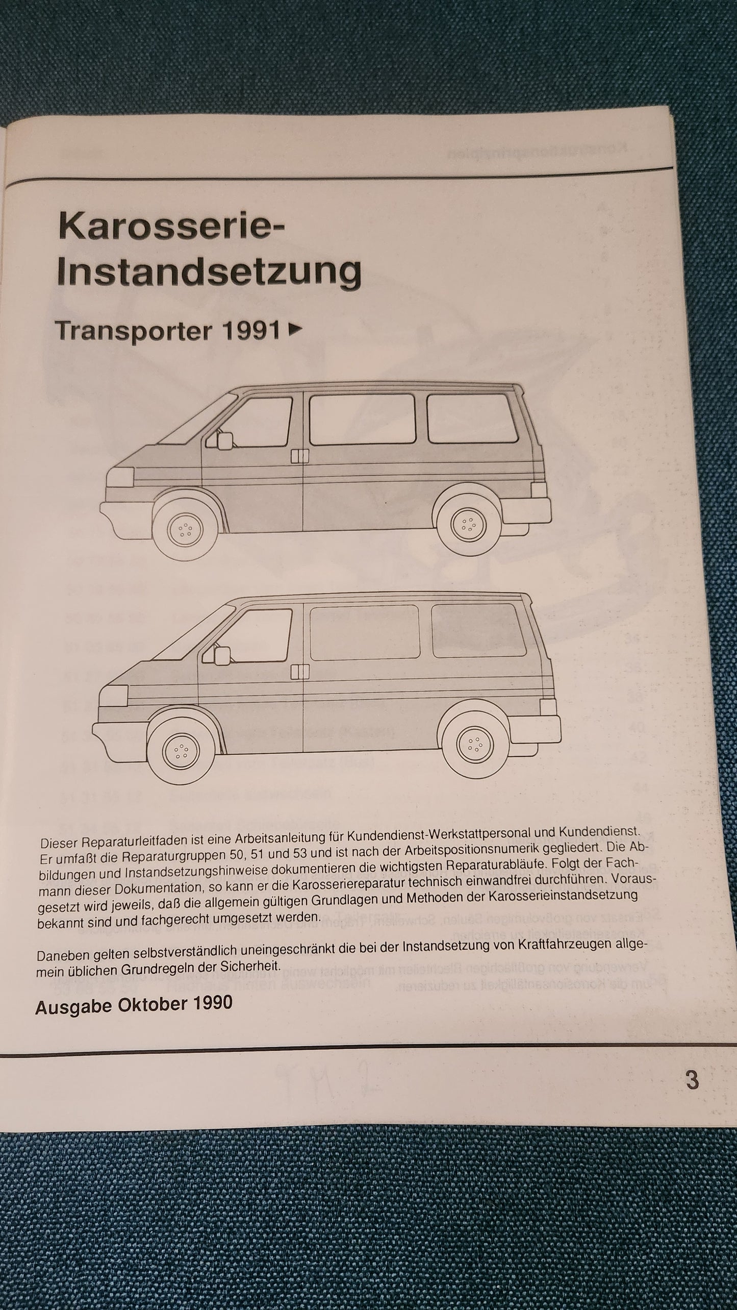 T4 Bus Body Repair 1991 Repair Manual Workshop Book