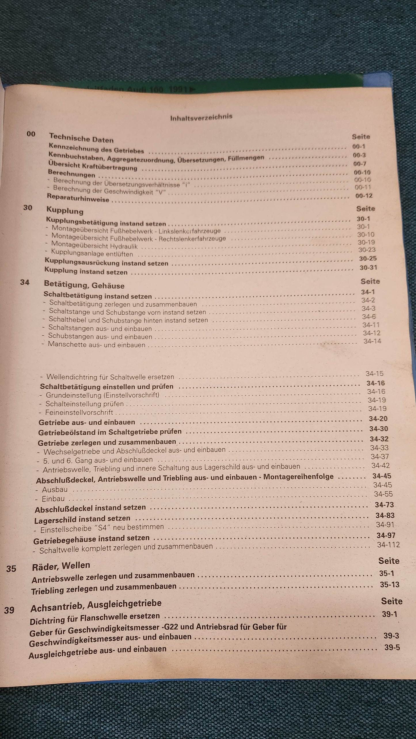 Audi 100 C4 5 and 6 speed manual transmission 01E front-wheel drive repair manual workshop manual