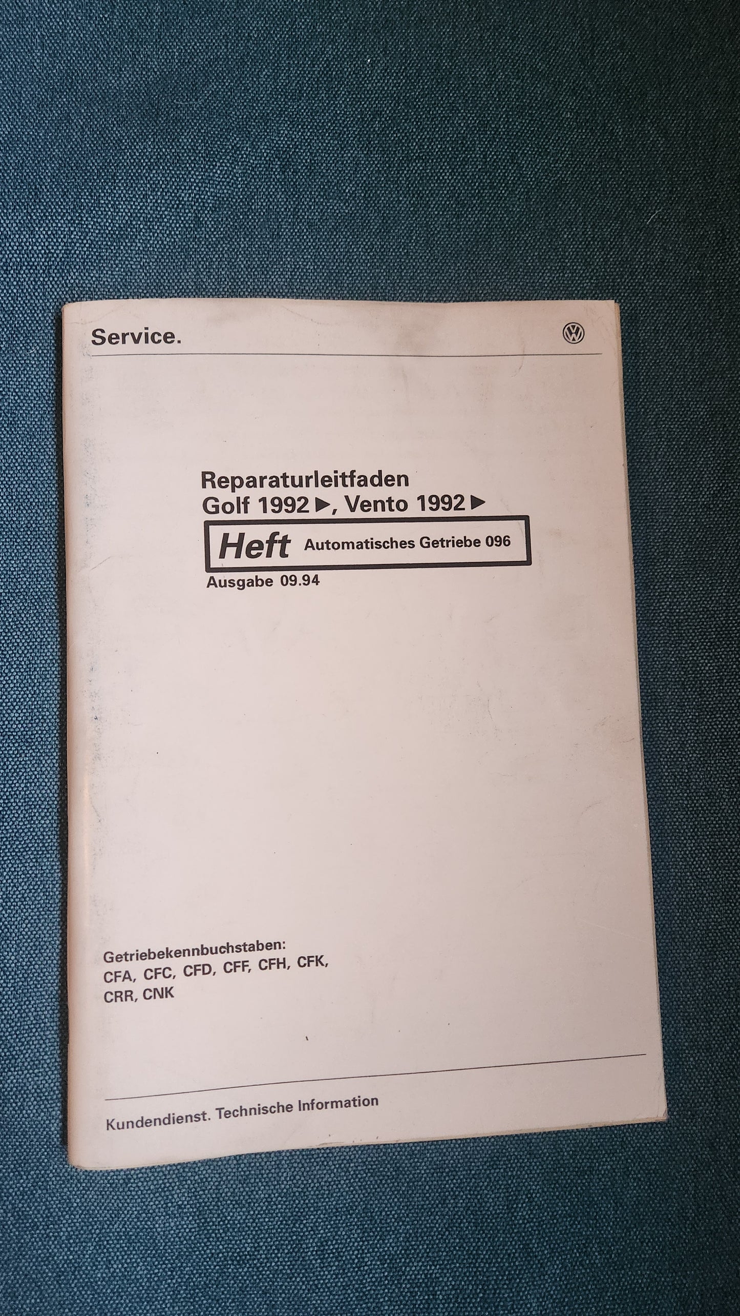 Golf 3/Vento Automatisches Getriebe 096 Reparaturleitfaden Werkstattbuch