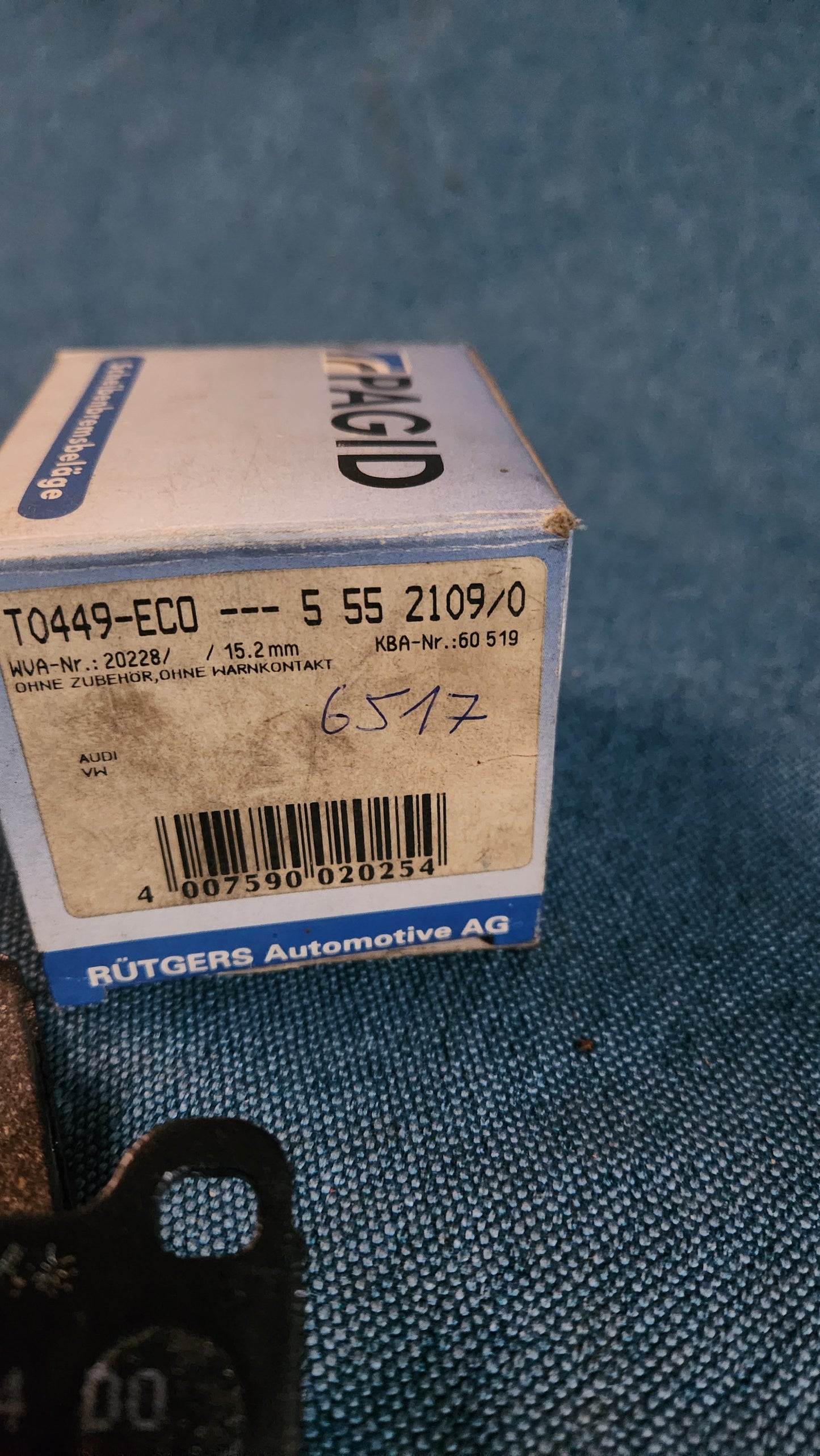 Brake pads Audi 80 B1/Audi 50/Polo1/Derby/Golf1/Jetta1/Passat B1/Scirocco 1 Augros 5552109 Nos D4