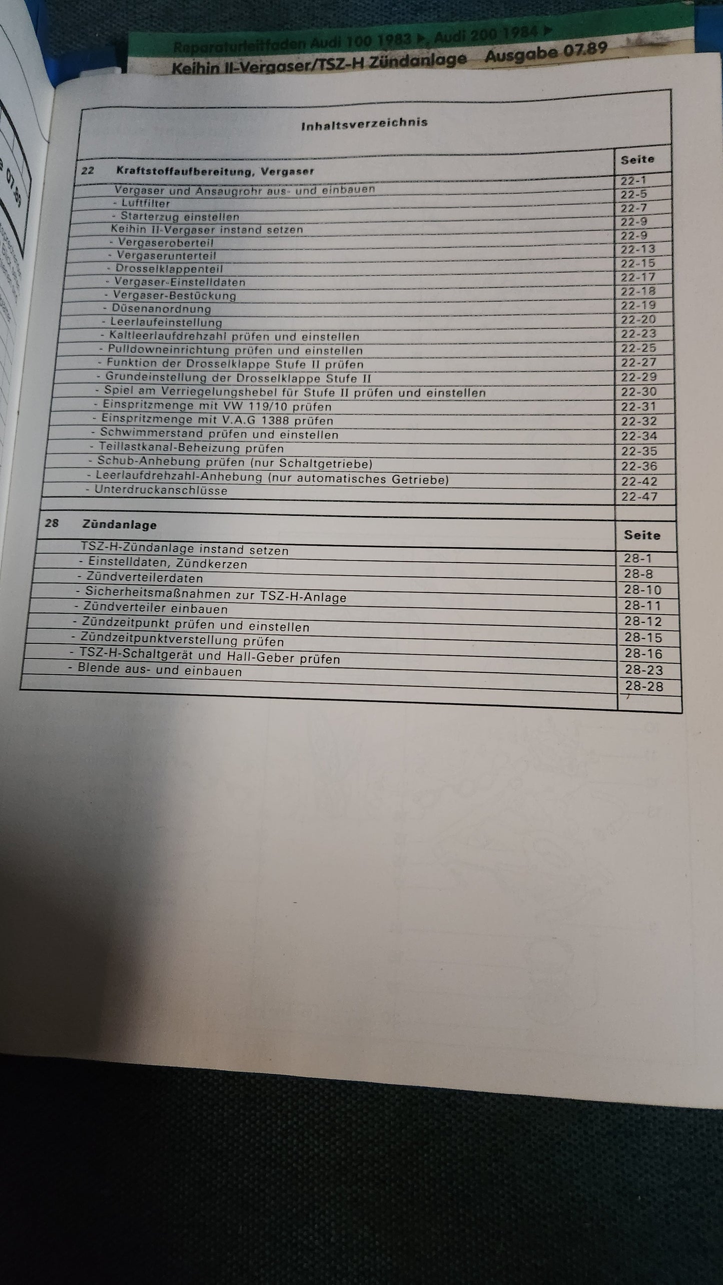 Audi 100/200 C3 RS SH Engine Repair Manual Workshop Manual