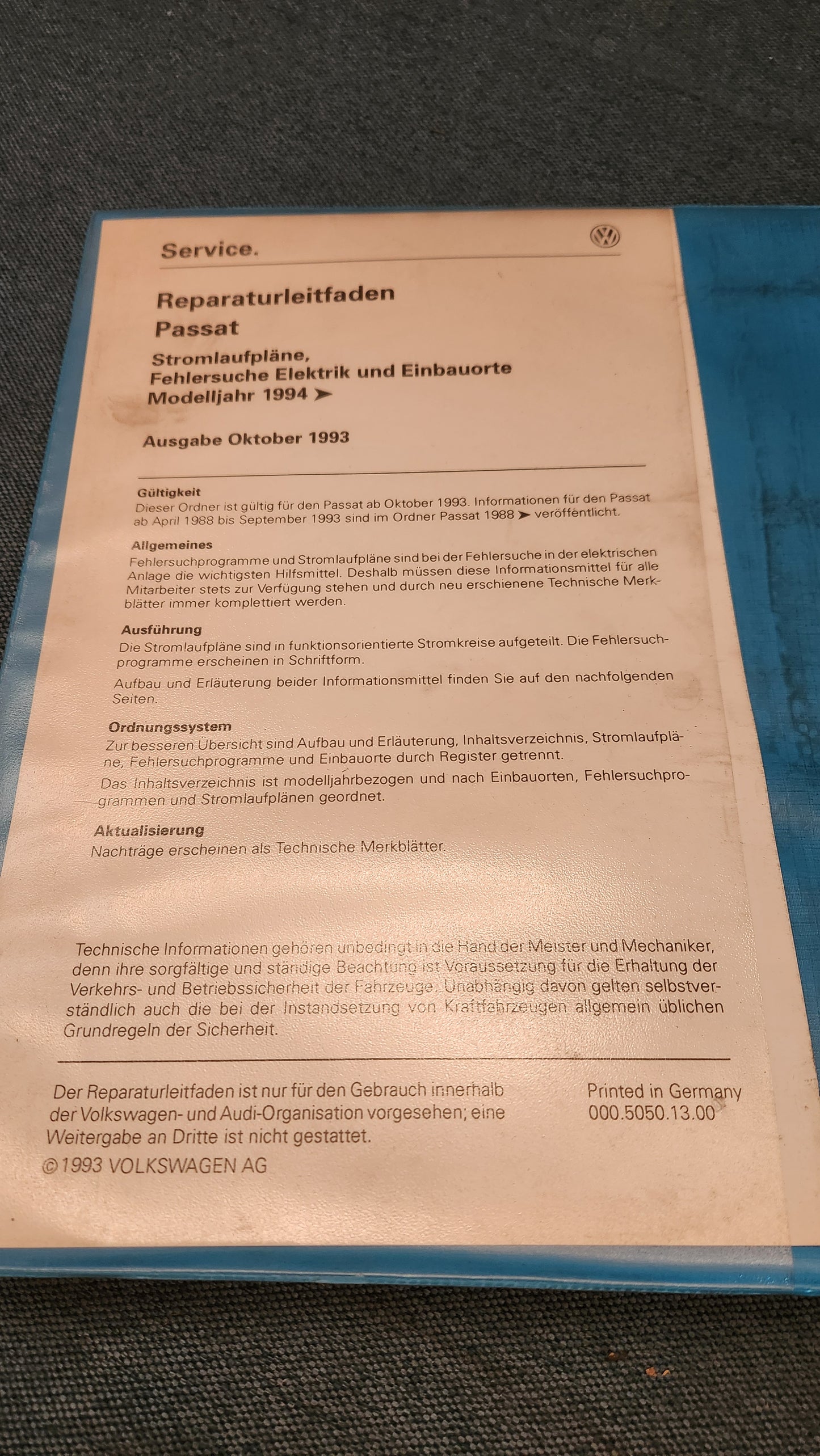 Passat 3B/BG Stromlaufpläne Reparaturleitfaden Werkstattbuch