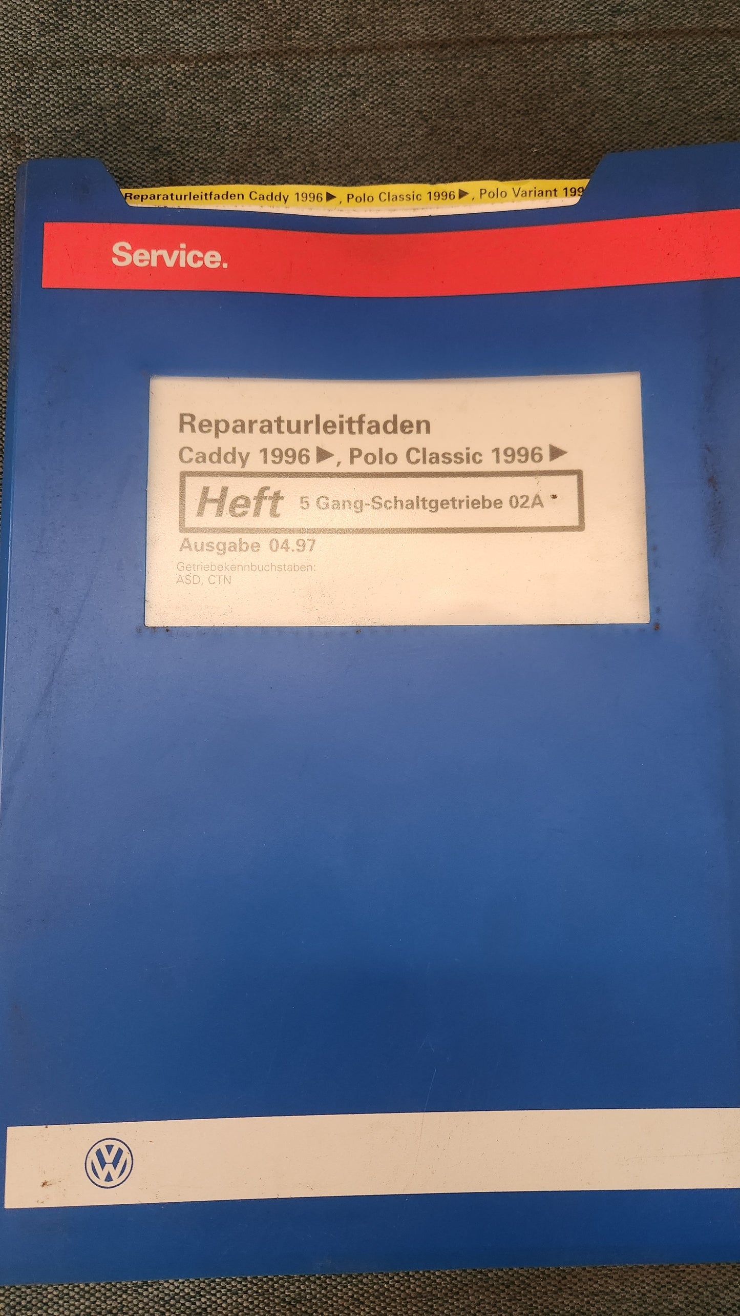 Caddy 9KV Polo 6N 5 Gang Schaltgetriebe 02A Reparaturleitfaden Werkstattbuch