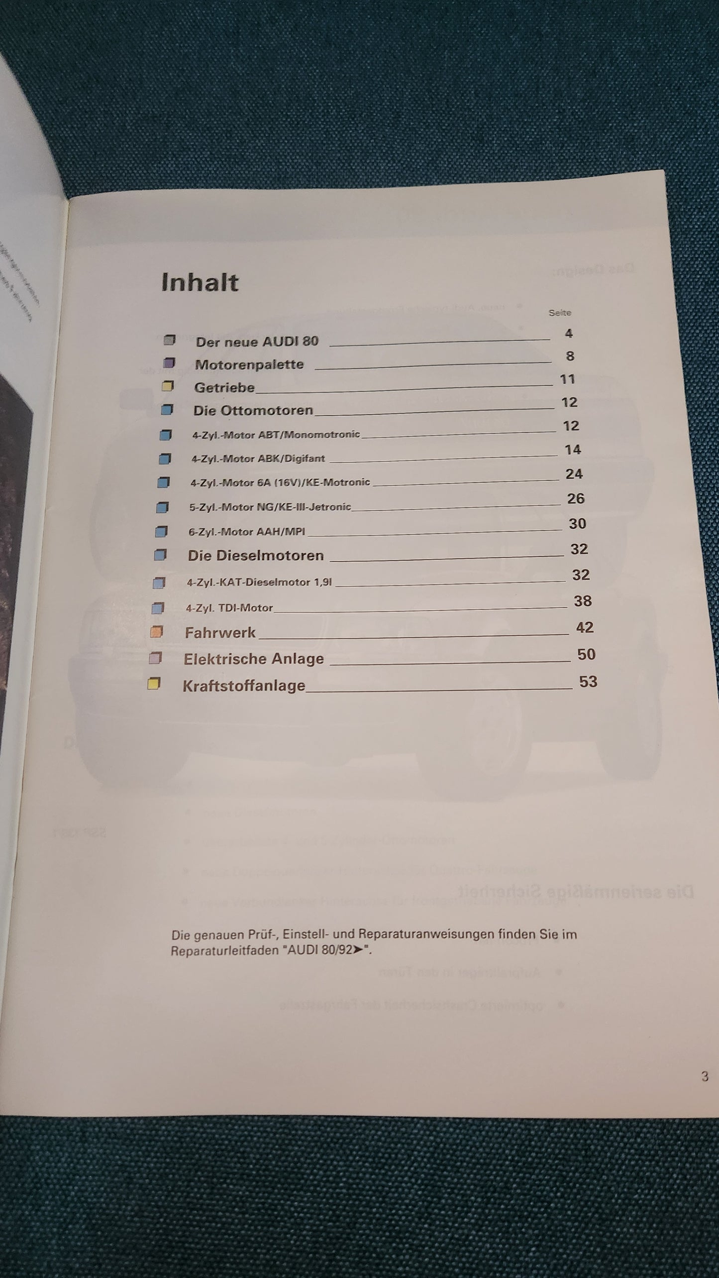 Audi 80 B4 92  Selbststudienpogramm Nr. 139 Werkstattbuch Reparaturleitfaden