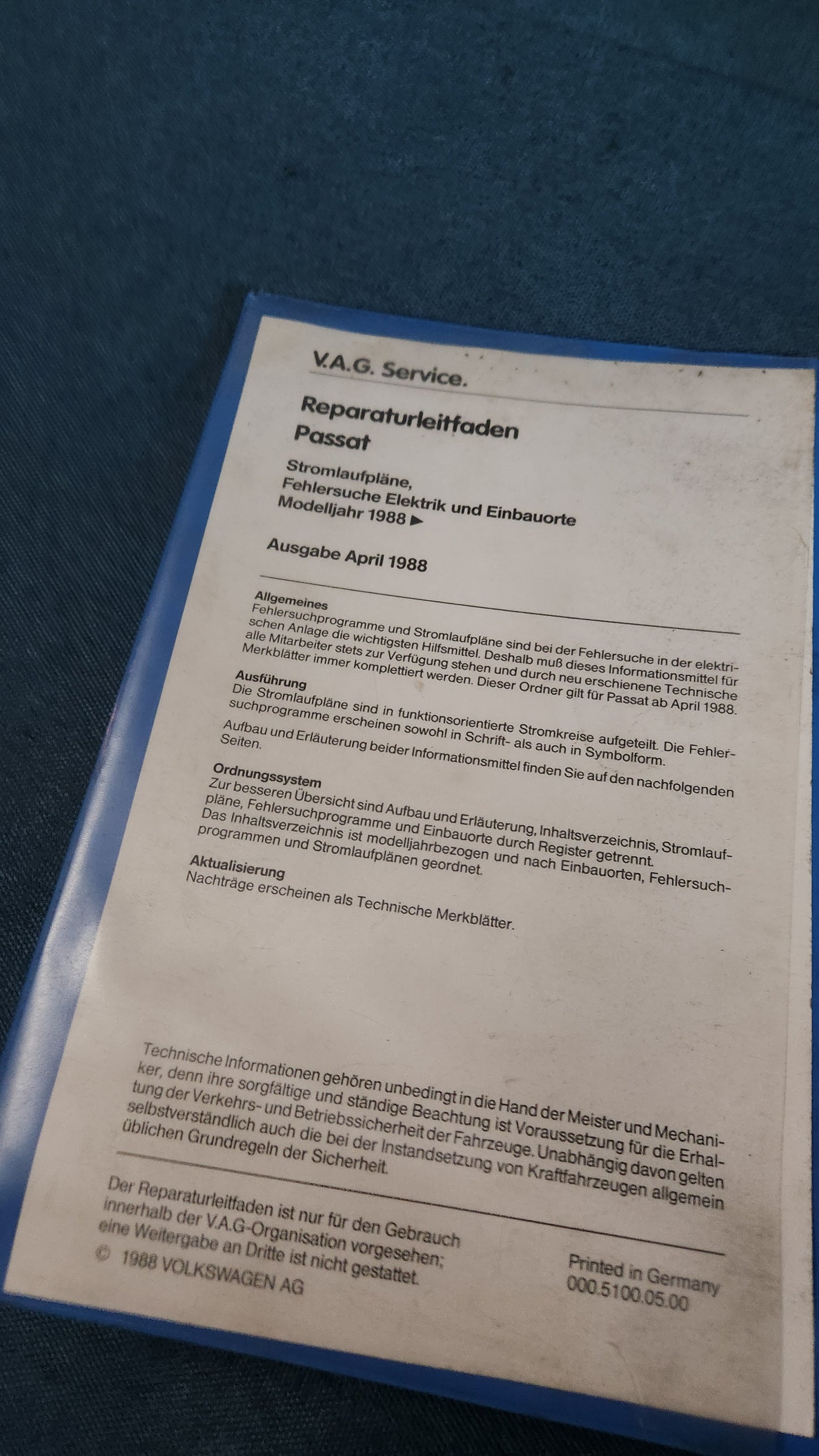 Passat B3 Stromlaufpläne Reparaturleitfaden Werkstattbuch