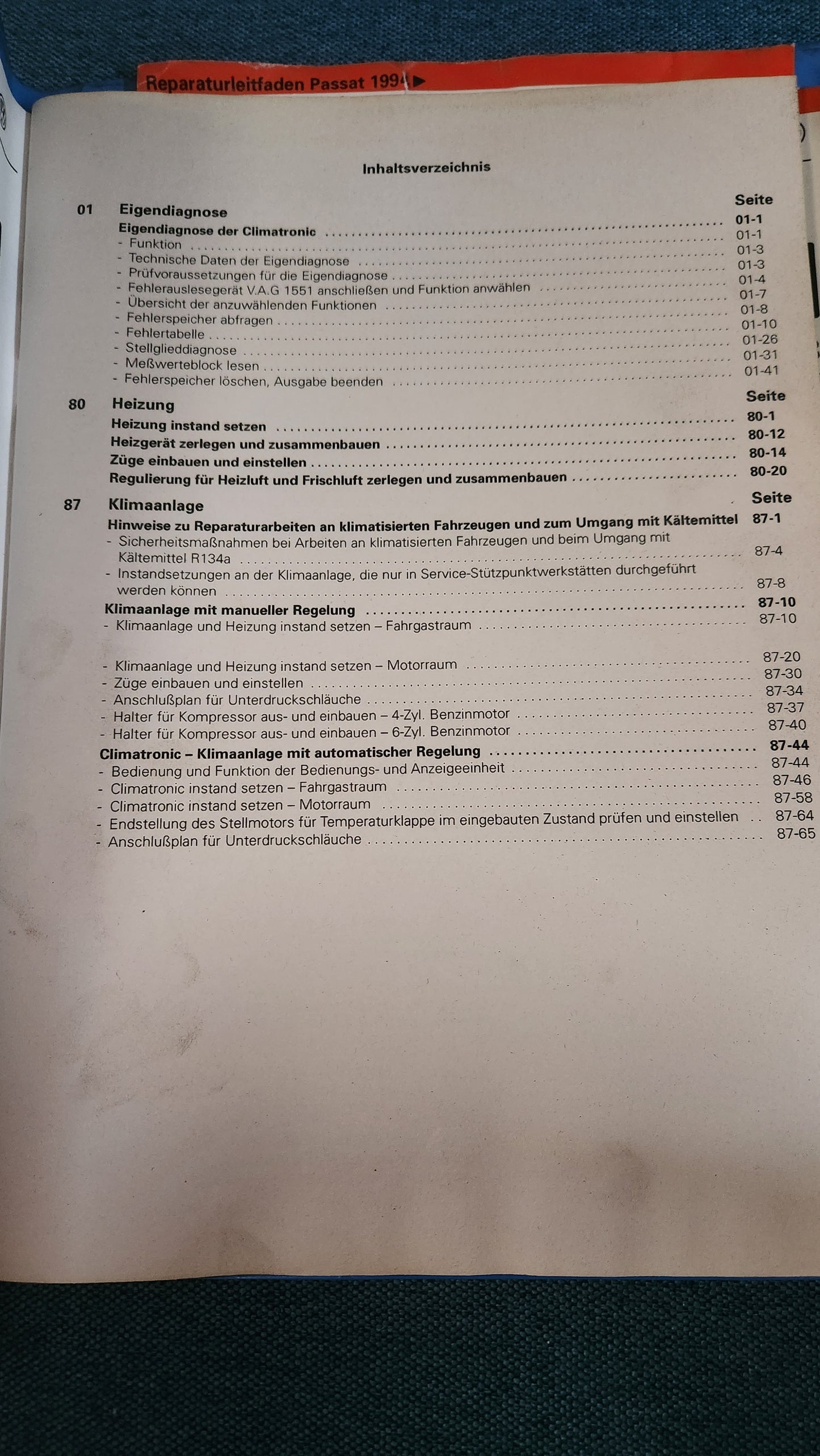 Passat B4 Heizung Klimaanlage Reparaturleitfaden Werkstattbuch