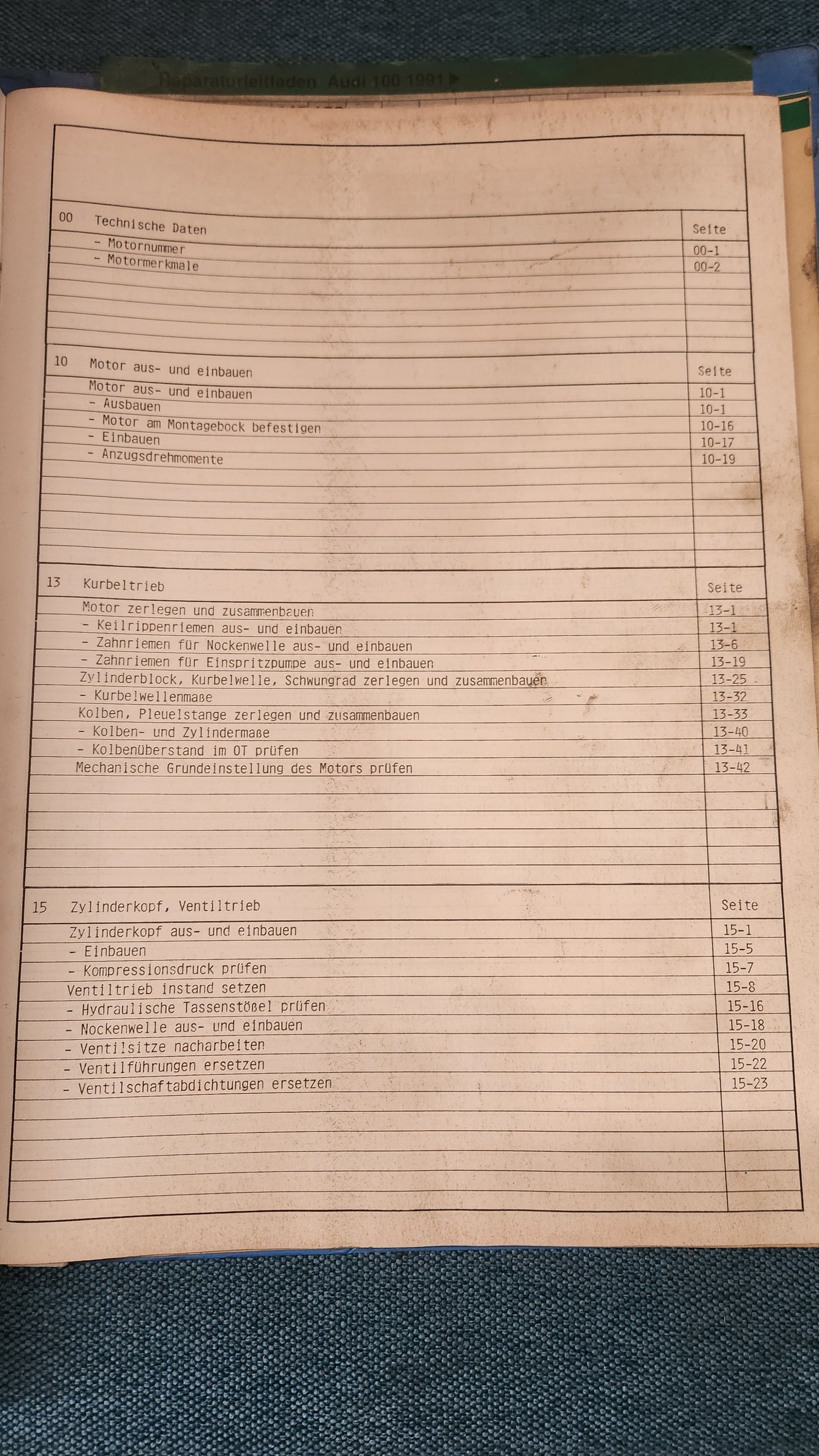 Audi 100 C4 AAT ABP Motor Reparaturleitfaden Werkstattbuch