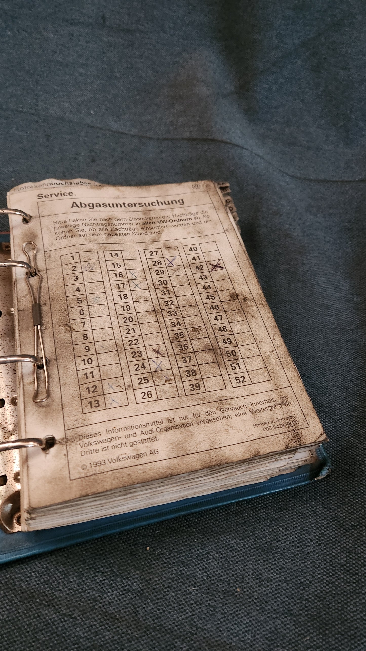 Data sheets for emissions testing AAA-AAZ VW Audi Repair manual Workshop manual