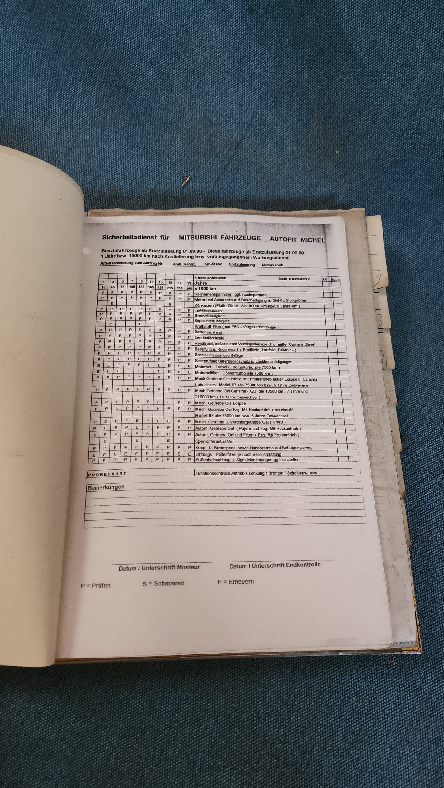 VW Opel Renault Inspektions Plan Ordner Werkstattbuch